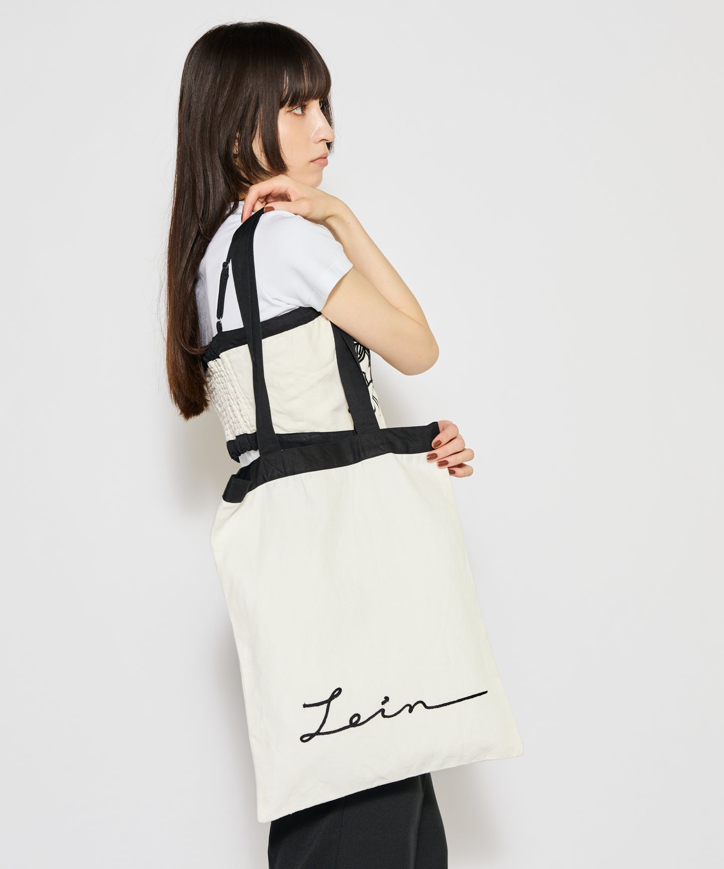 【MEN,WOMEN】LEIN コットンリネンアリ刺繍トートバッグ