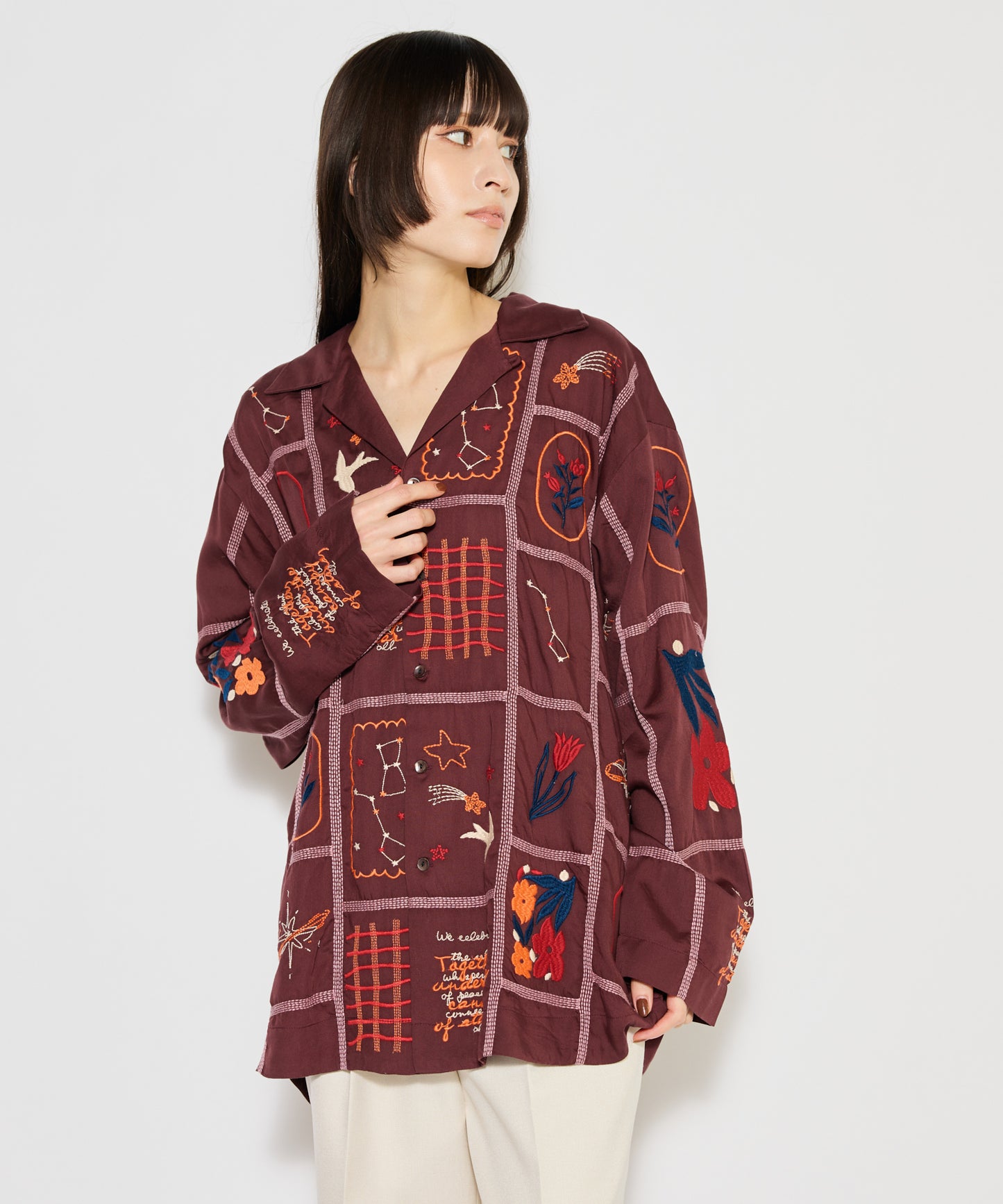 【MEN , WOMEN】LEIN / パッチワーク刺繍シャツ