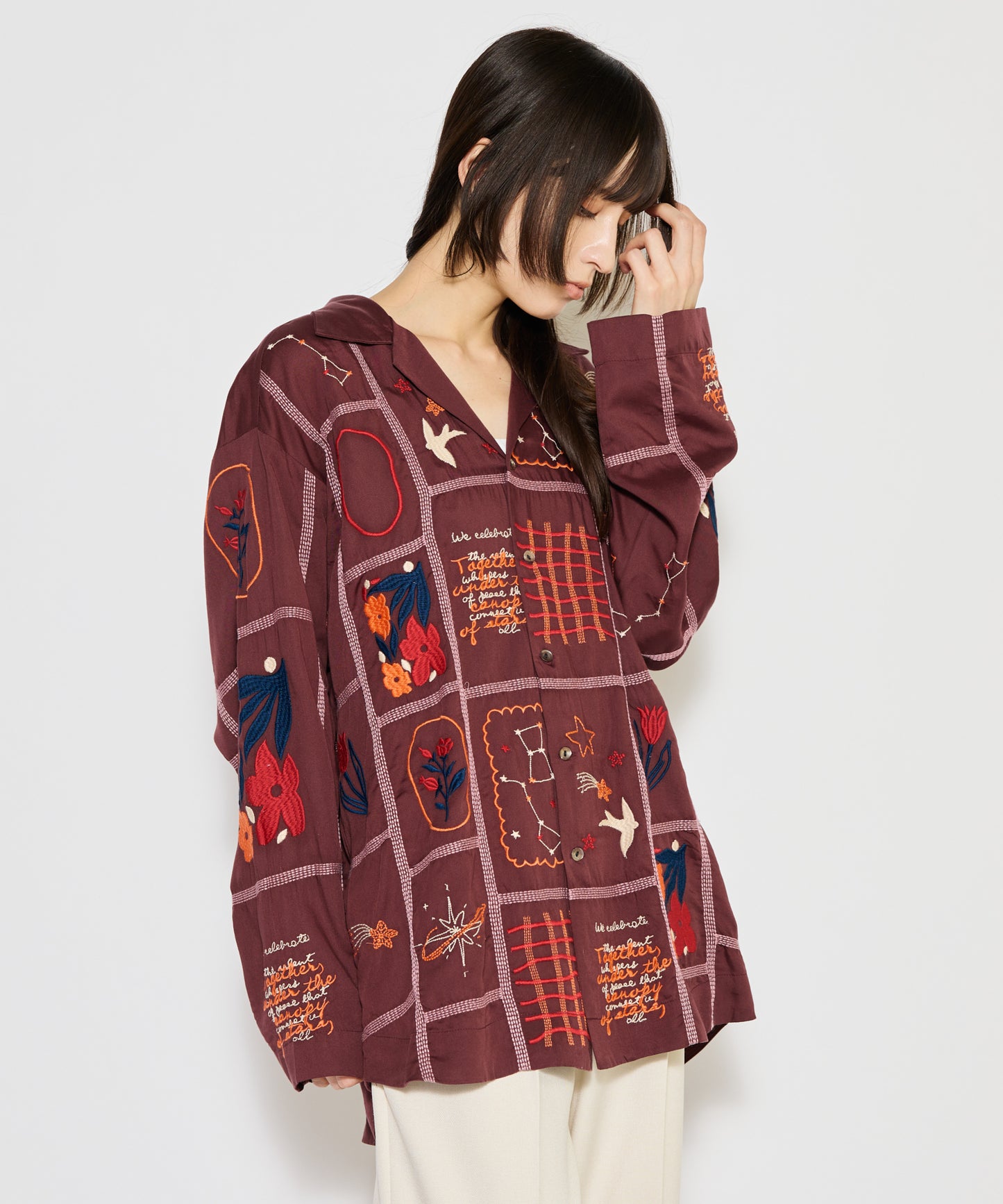【MEN , WOMEN】LEIN / パッチワーク刺繍シャツ