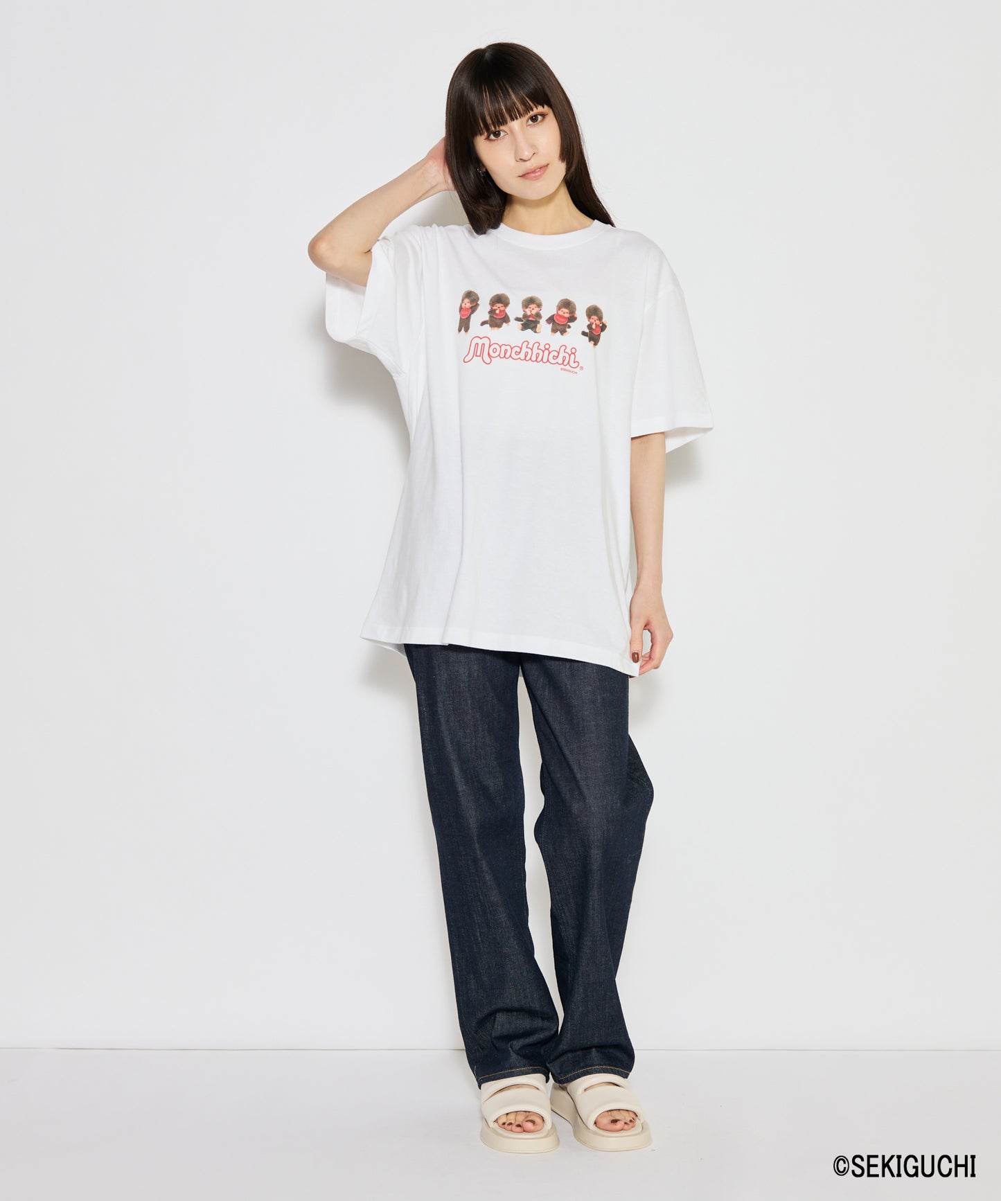 【MEN,WOMEN】モンチッチ ロゴプリントTシャツ