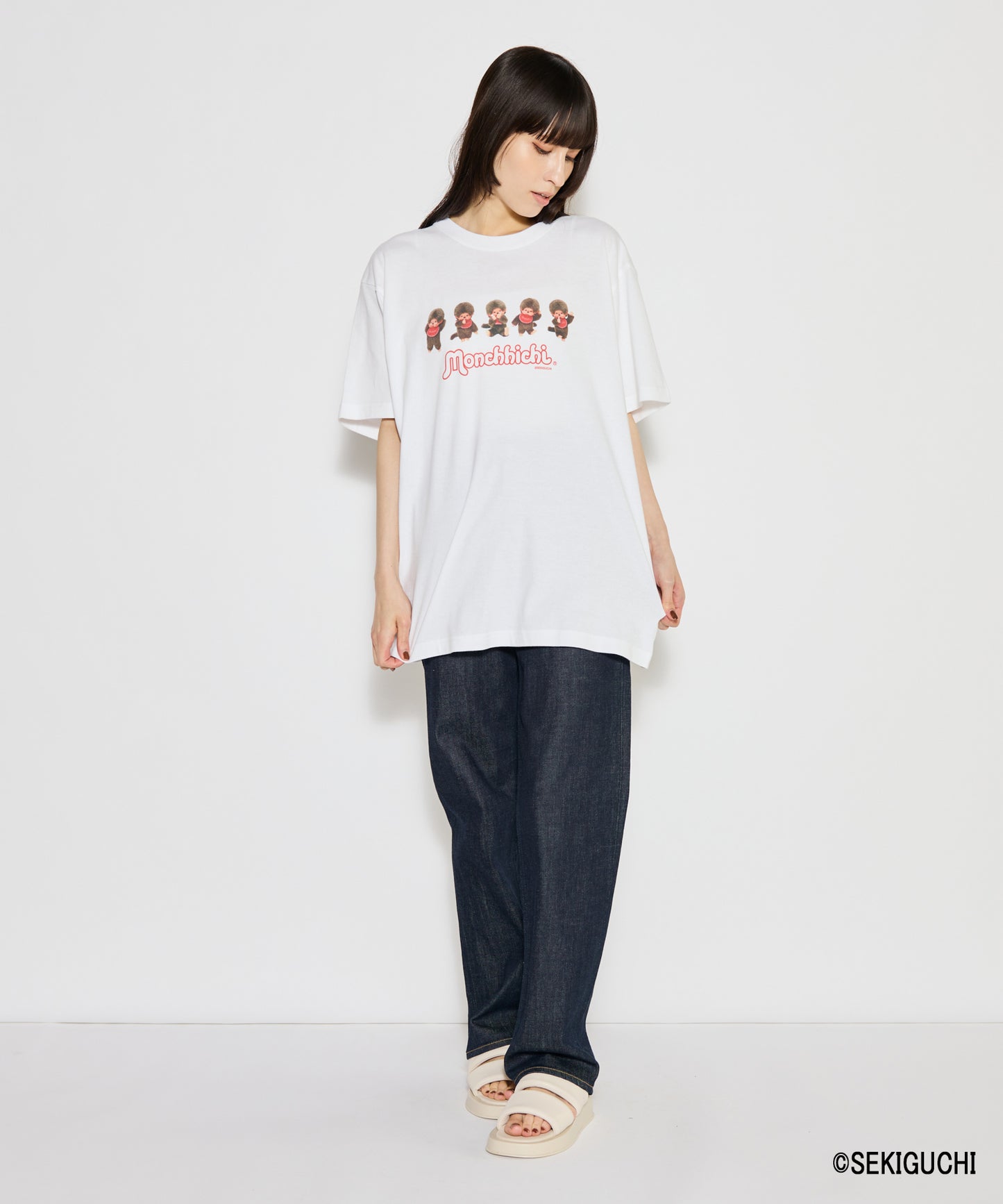 【MEN,WOMEN】モンチッチ ロゴプリントTシャツ