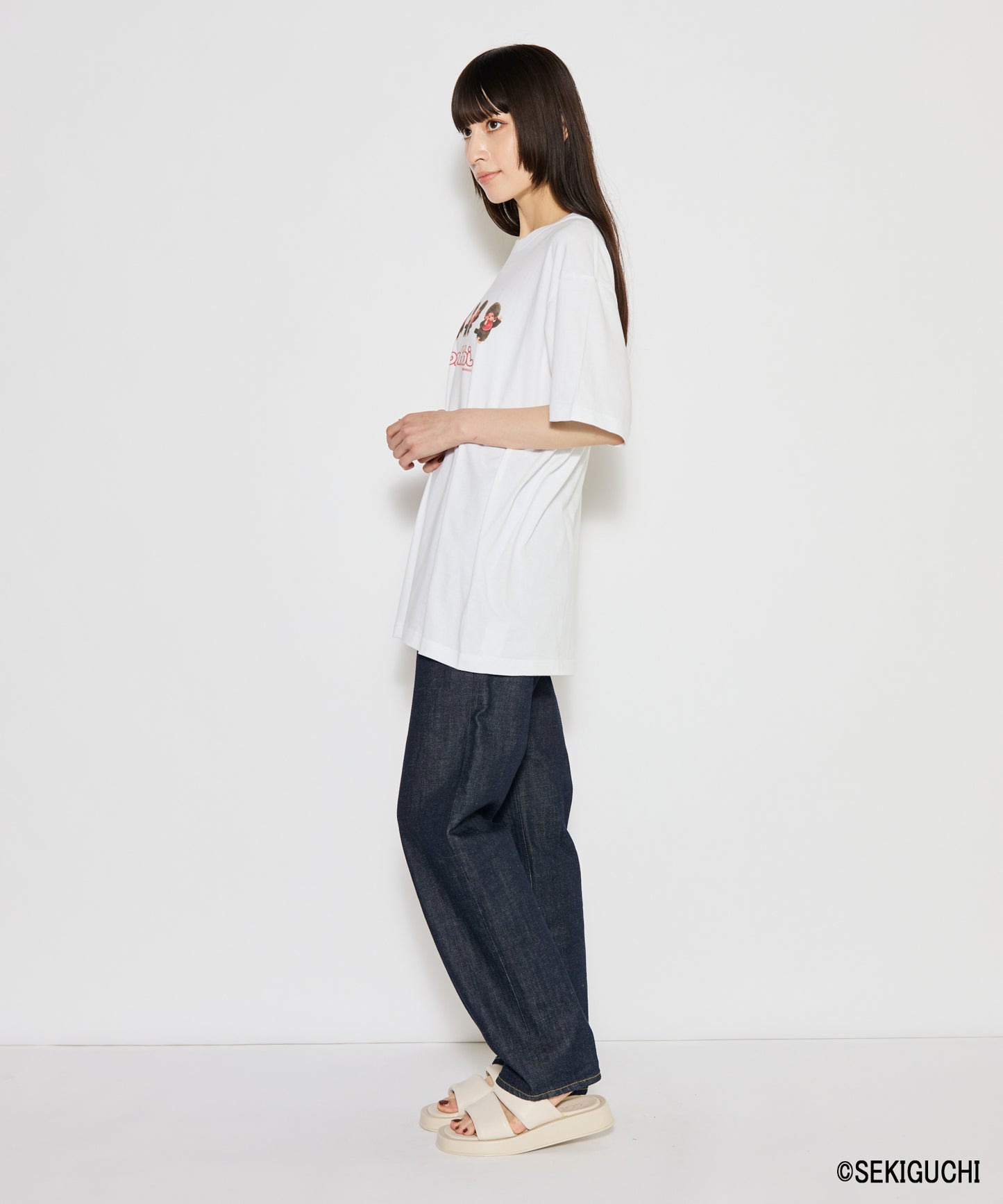 【MEN,WOMEN】モンチッチ ロゴプリントTシャツ