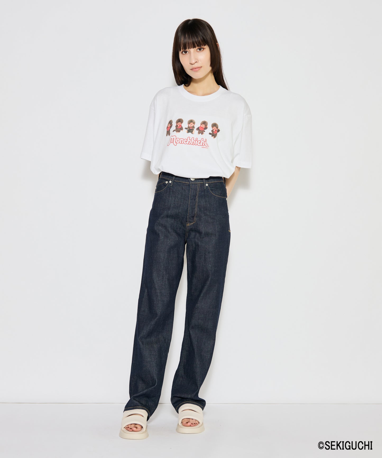 【MEN,WOMEN】モンチッチ ロゴプリントTシャツ