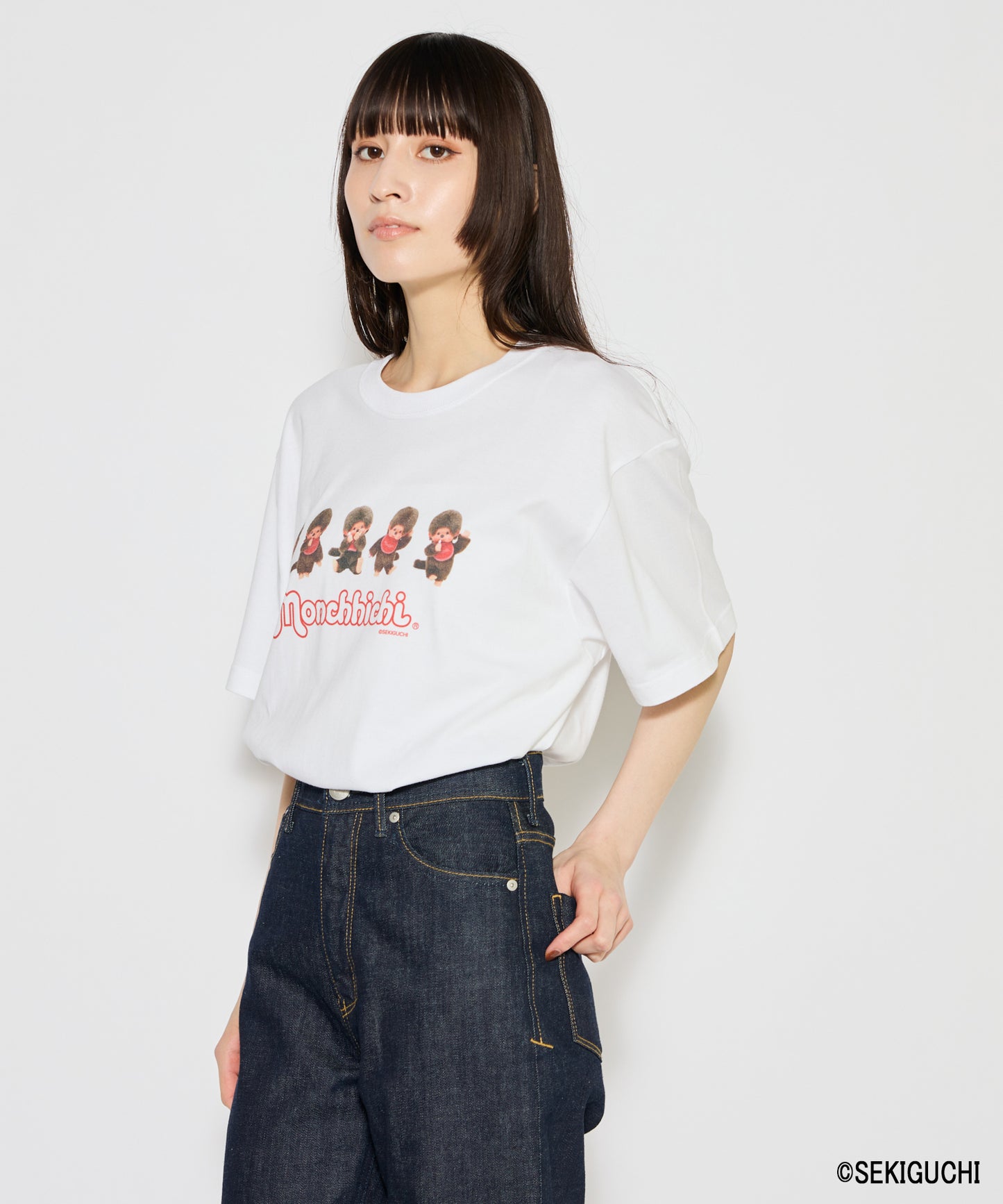 【MEN,WOMEN】モンチッチ ロゴプリントTシャツ