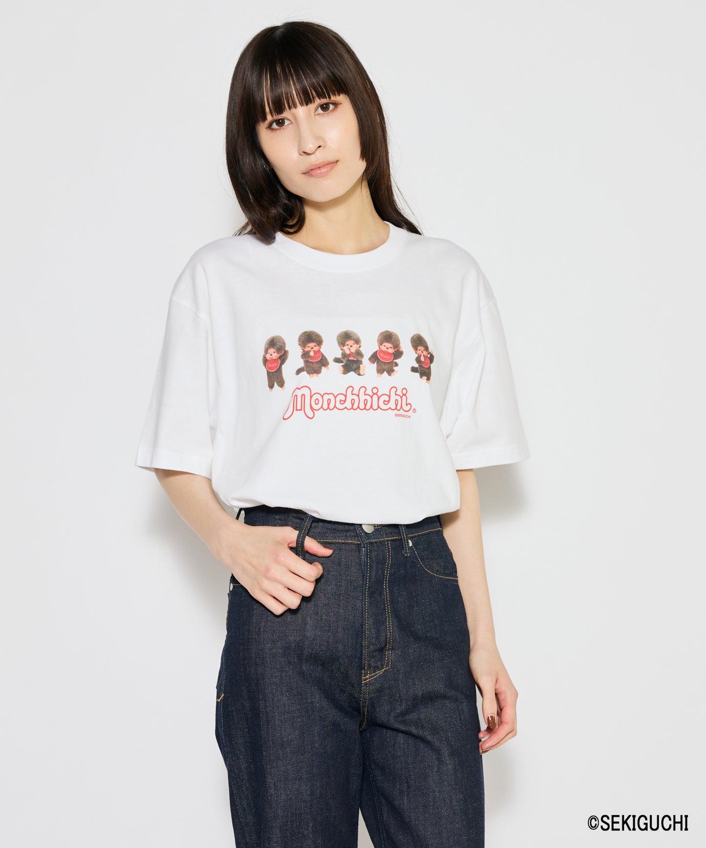 【MEN,WOMEN】モンチッチ ロゴプリントTシャツ