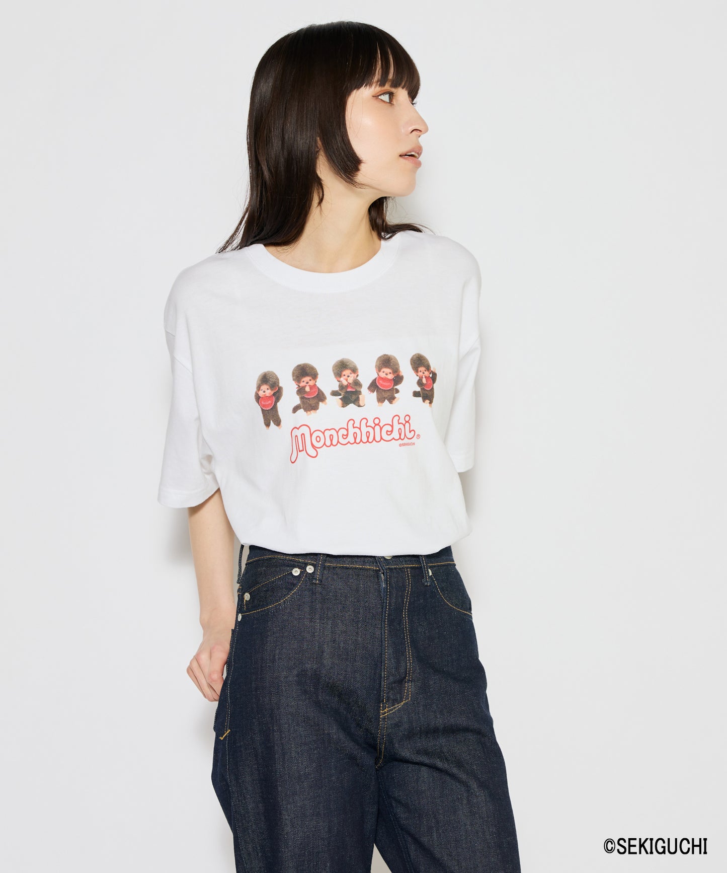 【MEN,WOMEN】モンチッチ ロゴプリントTシャツ