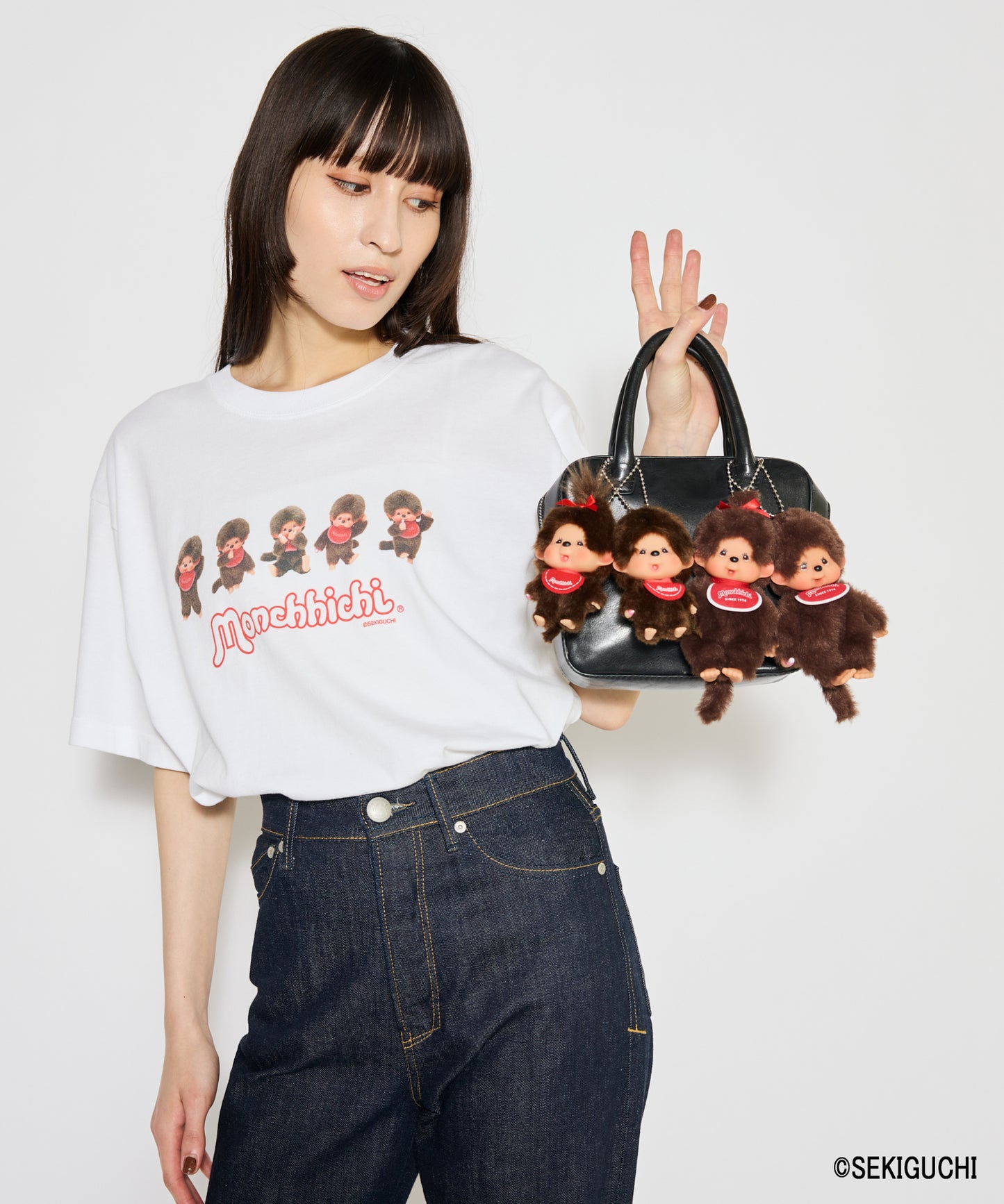 【MEN,WOMEN】モンチッチ ロゴプリントTシャツ