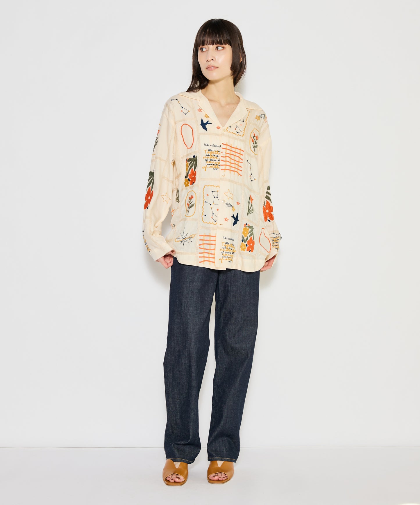 【MEN , WOMEN】LEIN / パッチワーク刺繍シャツ