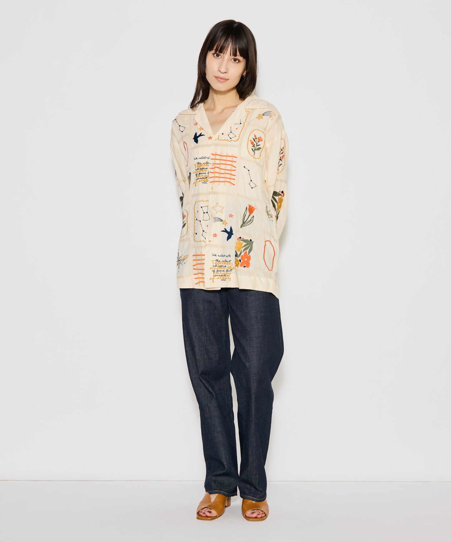【MEN , WOMEN】LEIN / パッチワーク刺繍シャツ