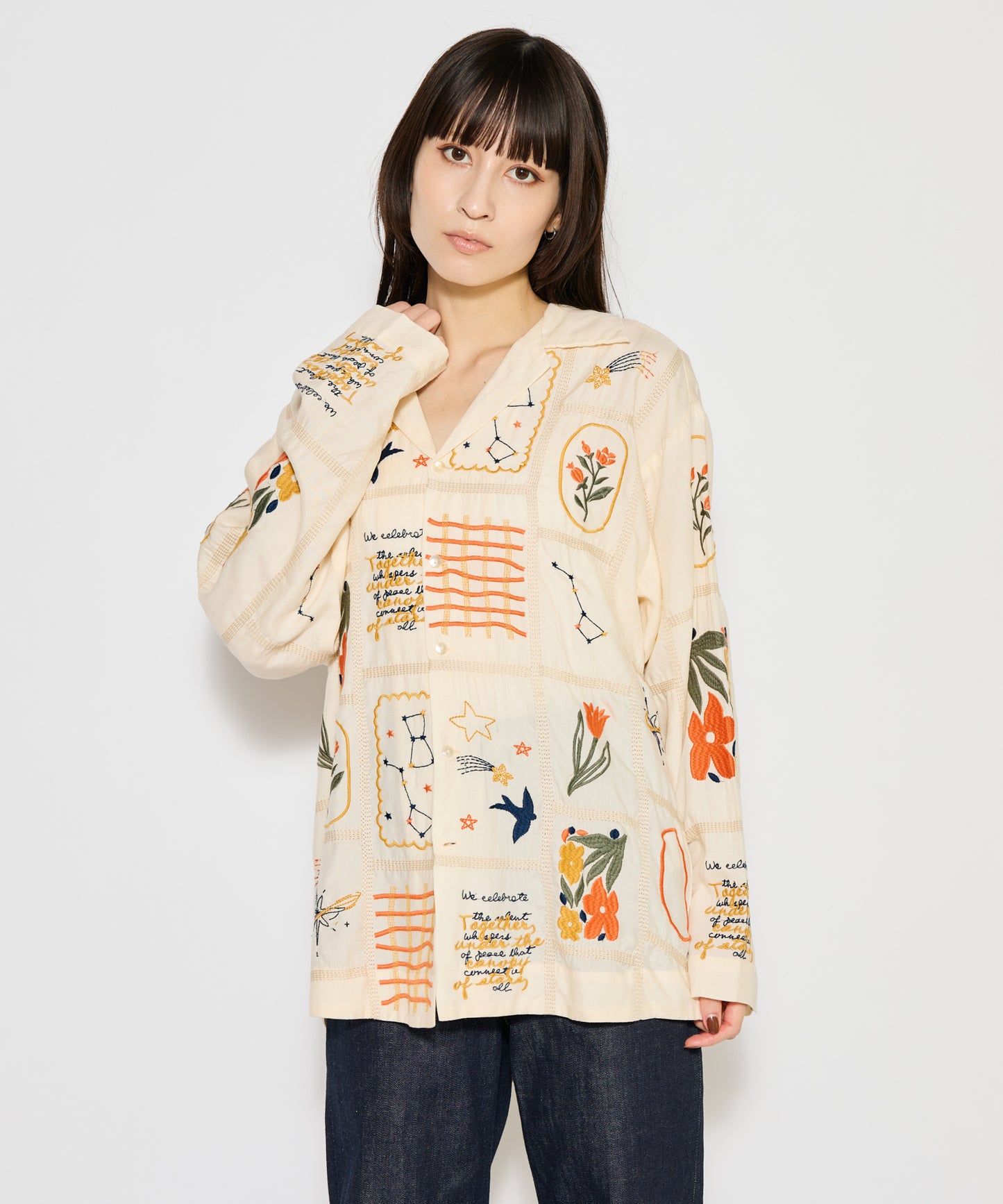【MEN , WOMEN】LEIN / パッチワーク刺繍シャツ