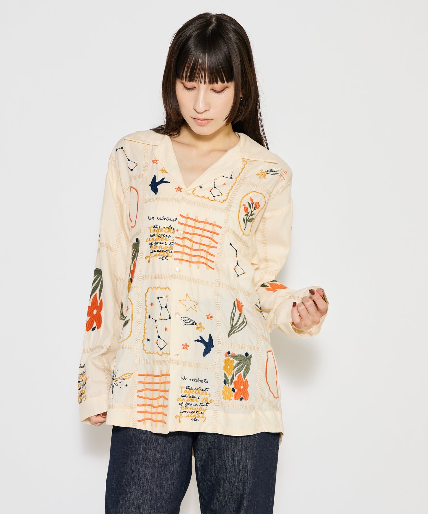 【MEN , WOMEN】LEIN / パッチワーク刺繍シャツ