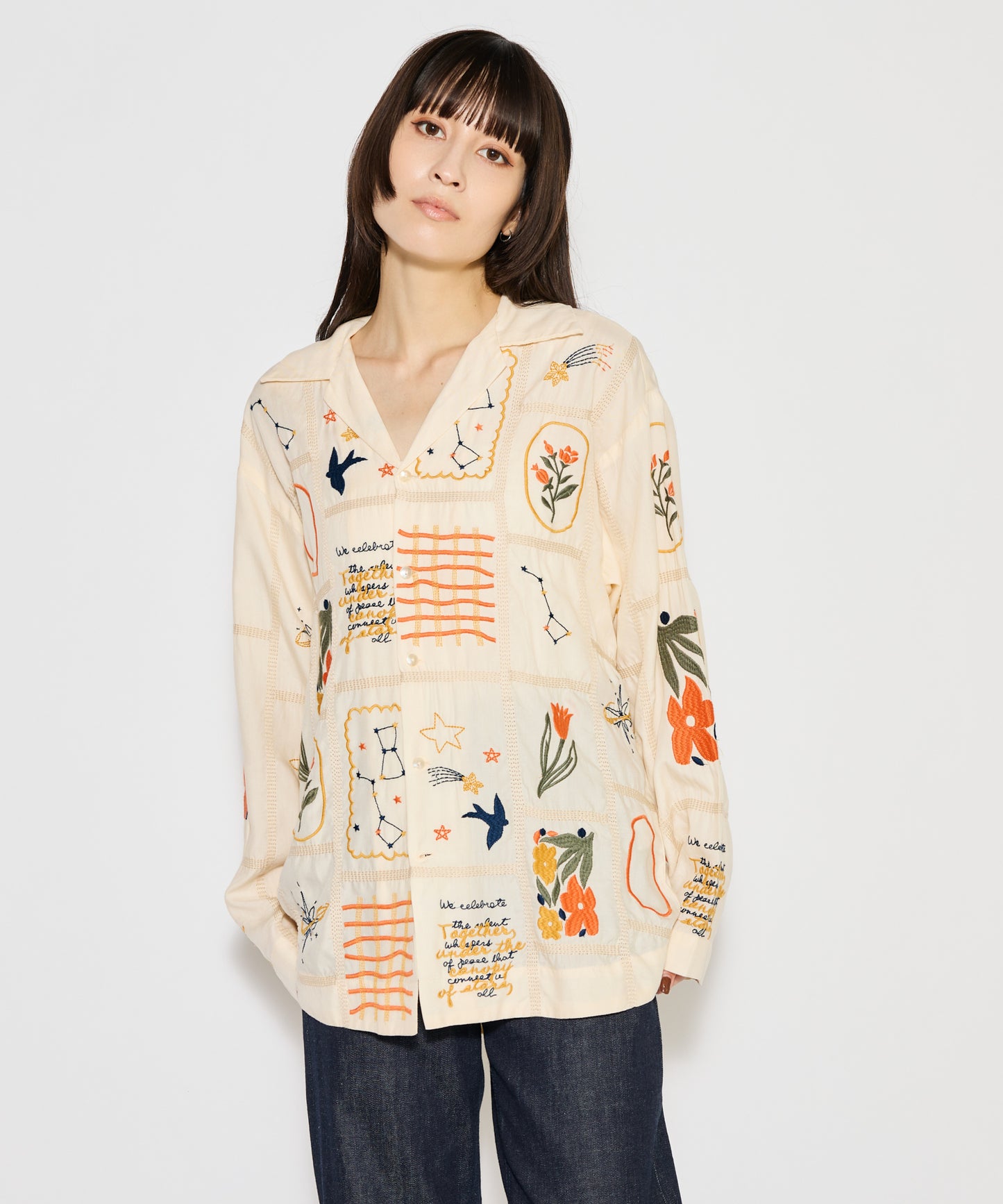 【MEN , WOMEN】LEIN / パッチワーク刺繍シャツ