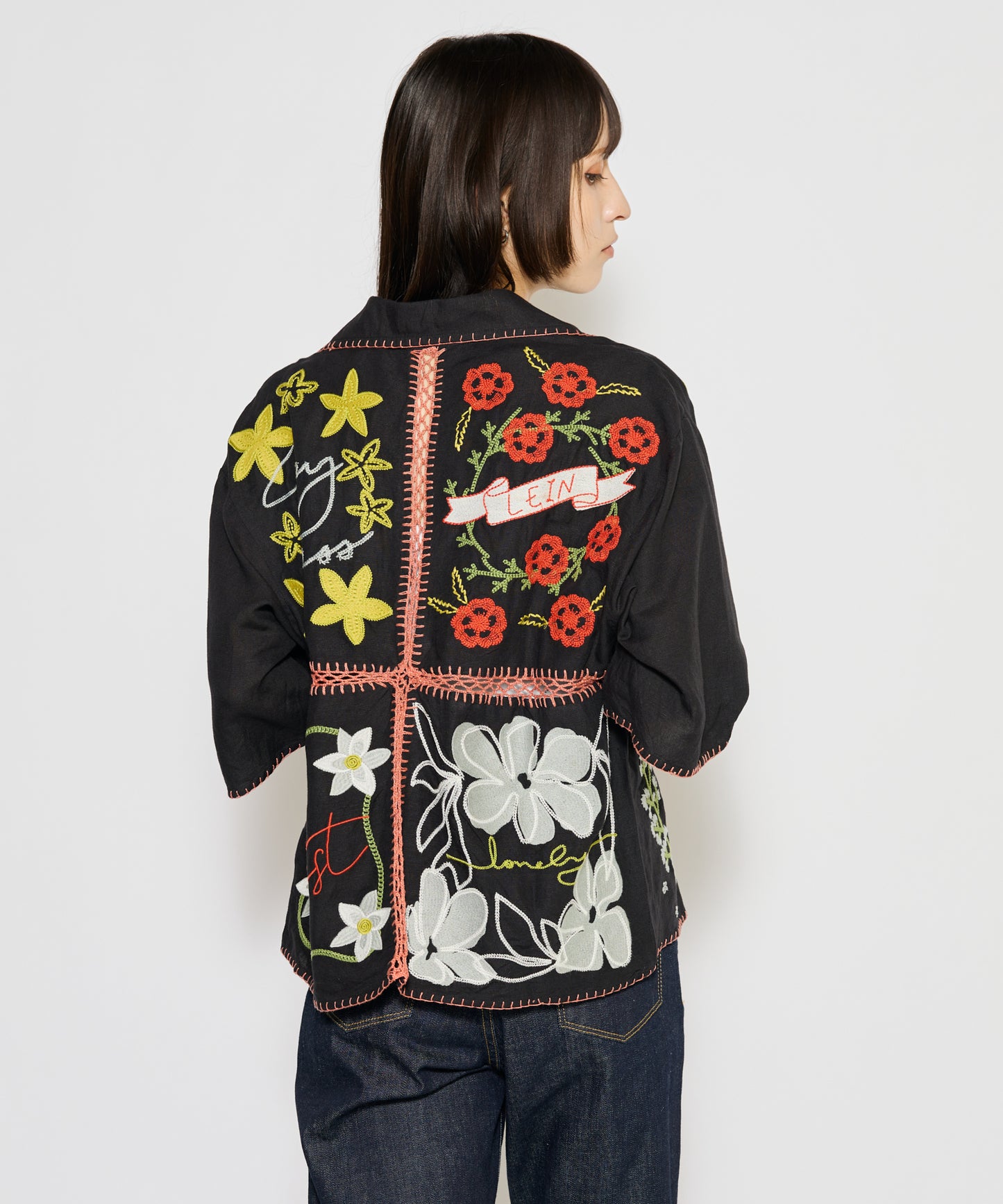 【MEN , WOMEN】LEIN / ギザコットンリネンパッチワーク刺繍シャツ
