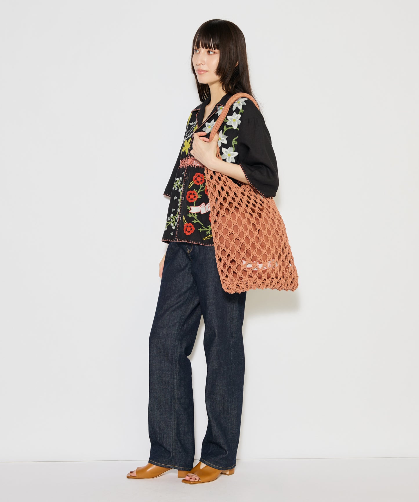 【MEN,WOMEN】LEIN マクラメ巾着ショルダーバッグ