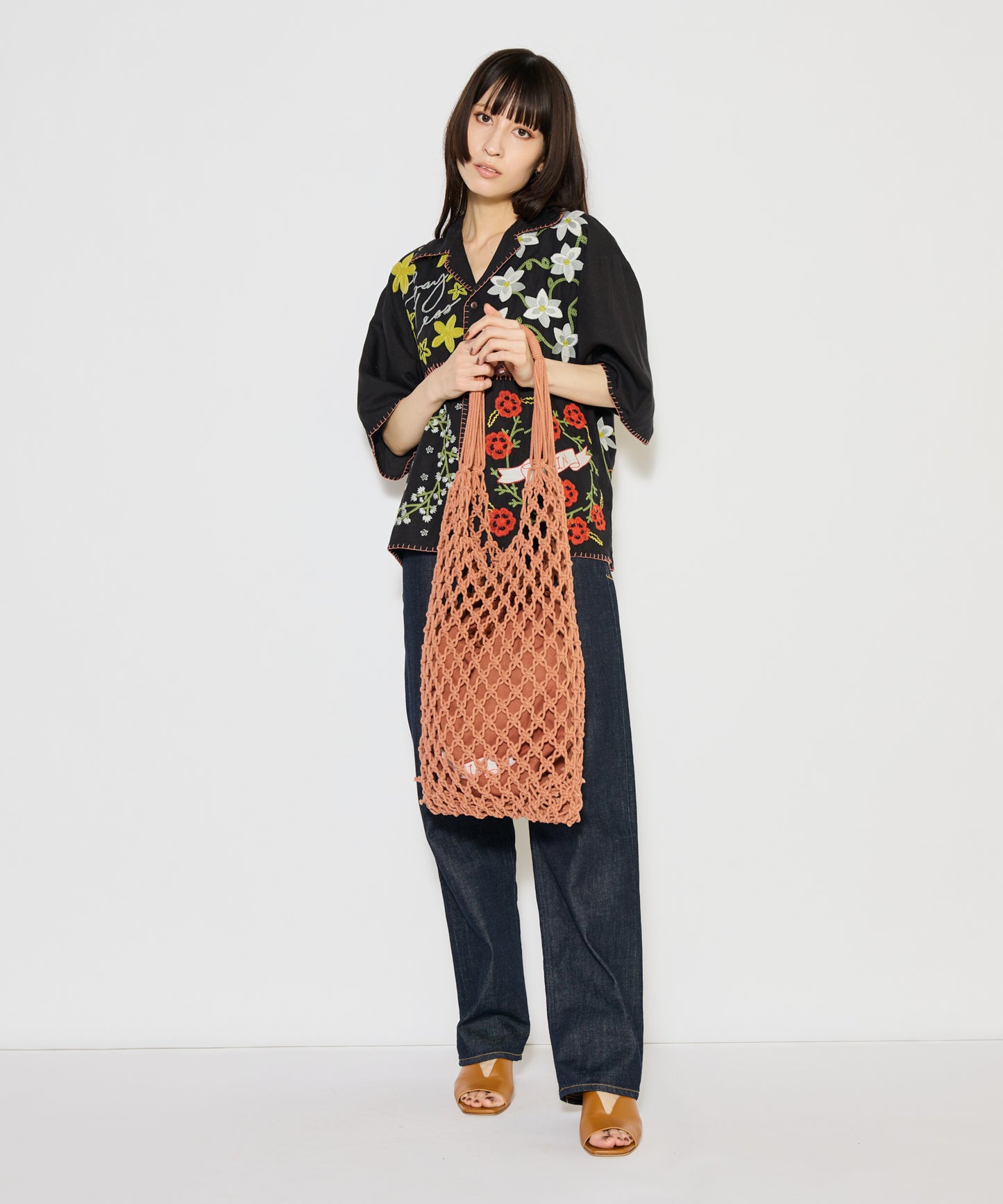 【MEN,WOMEN】LEIN マクラメ巾着ショルダーバッグ