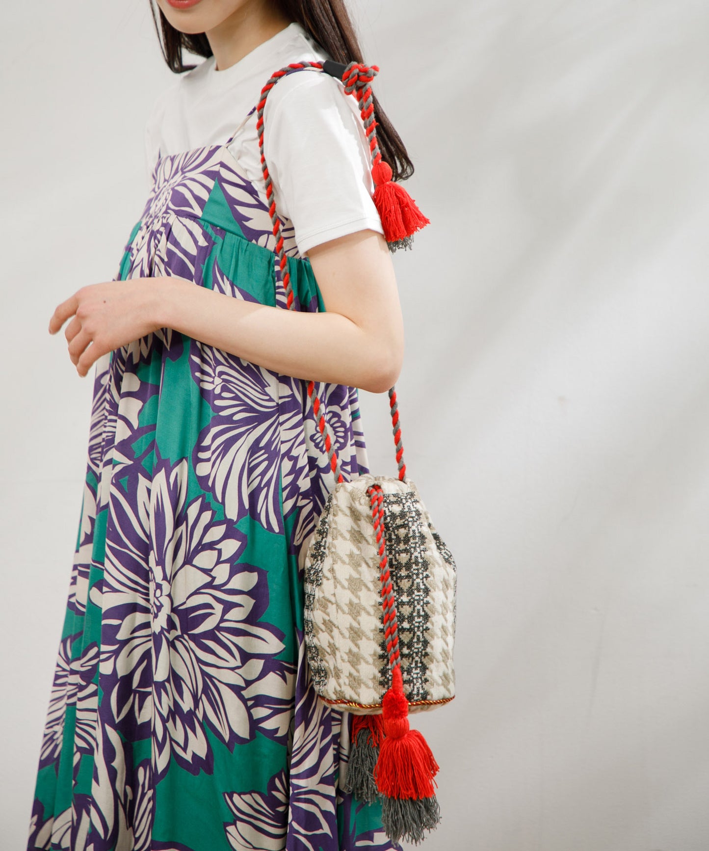 【WOMEN】LEIN / 千鳥格子柄巾着バッグ