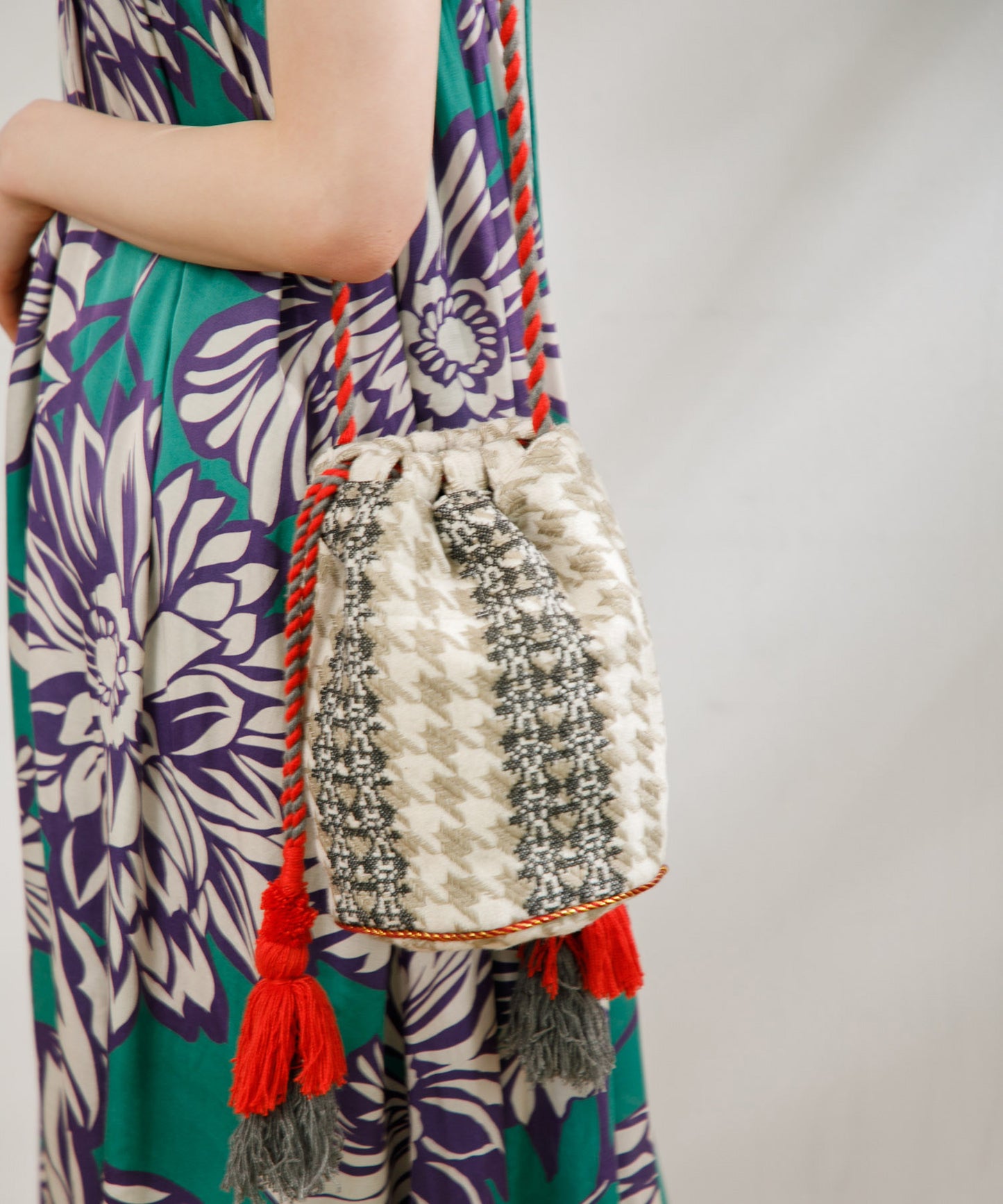 【WOMEN】LEIN / 千鳥格子柄巾着バッグ