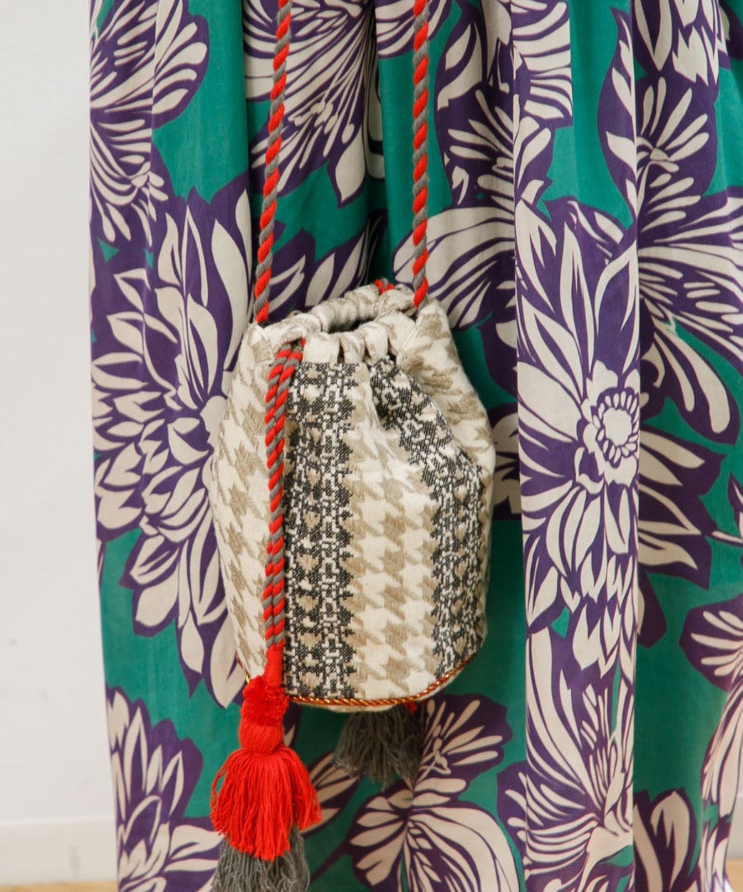 【WOMEN】LEIN / 千鳥格子柄巾着バッグ