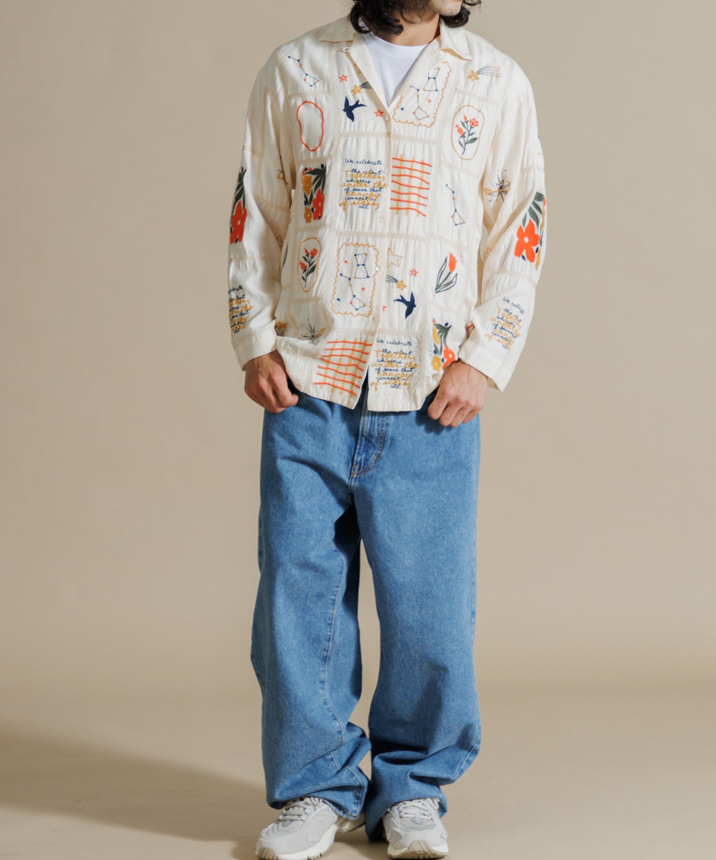 【MEN , WOMEN】LEIN / パッチワーク刺繍シャツ