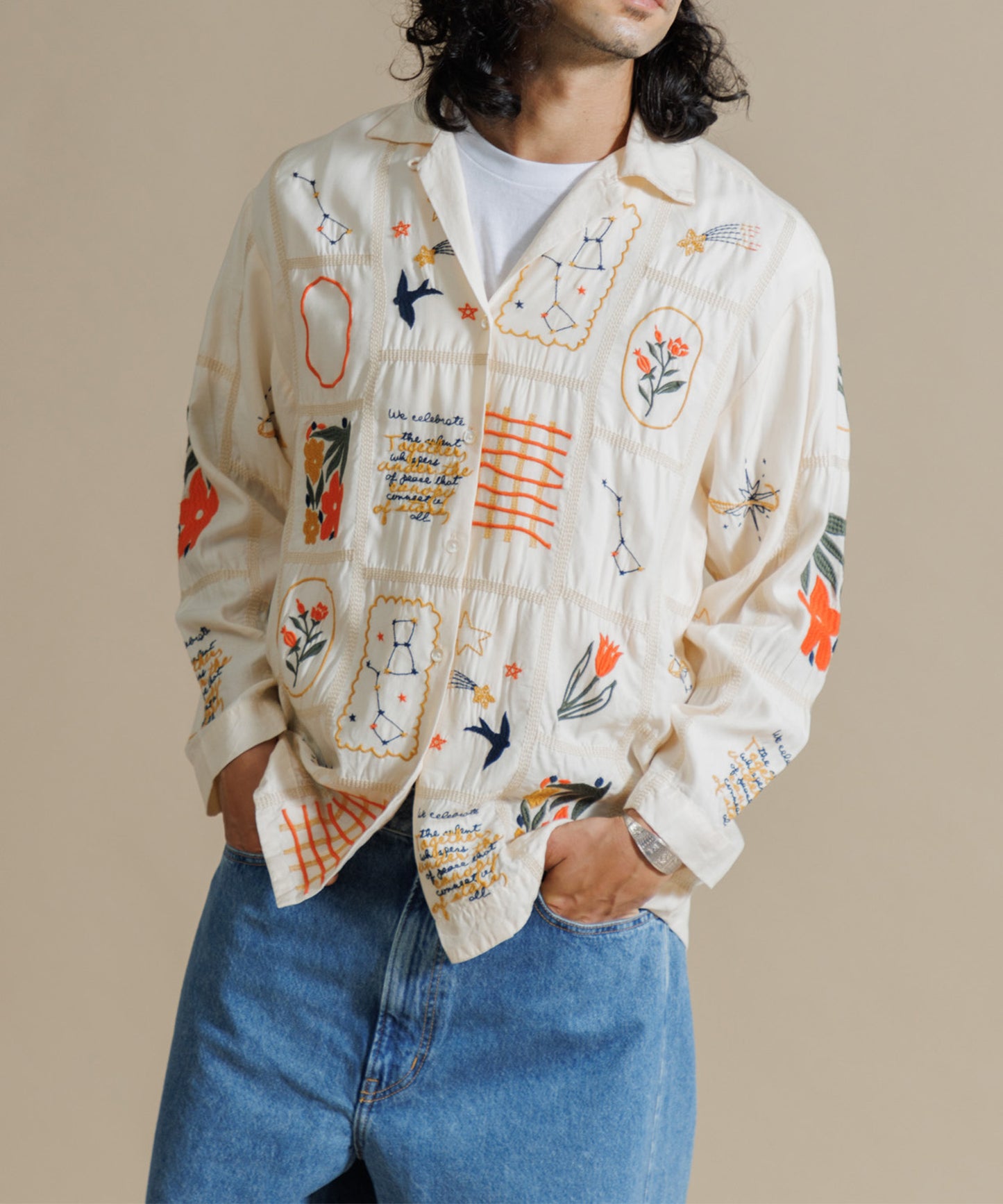 【MEN , WOMEN】LEIN / パッチワーク刺繍シャツ