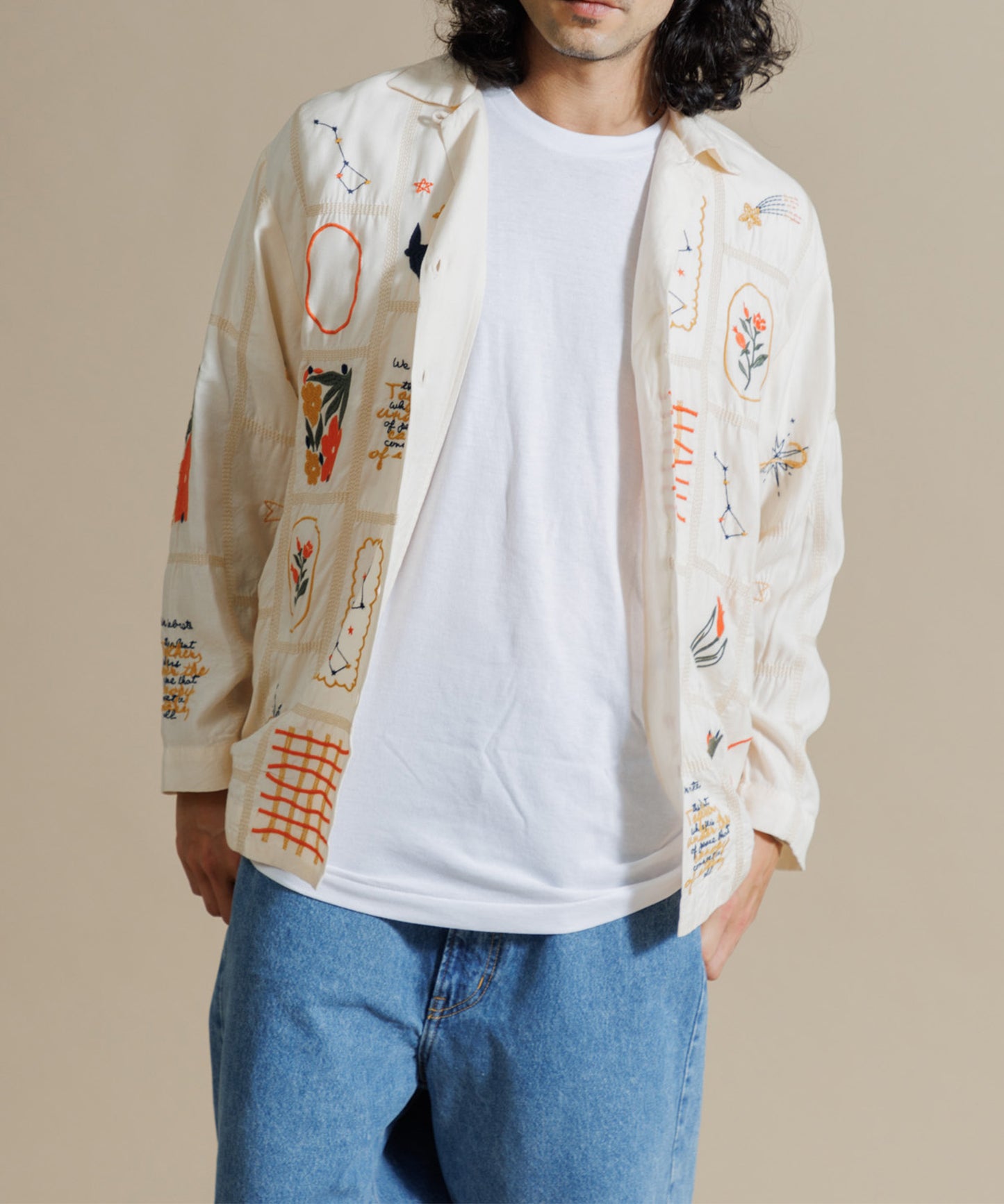 【MEN , WOMEN】LEIN / パッチワーク刺繍シャツ