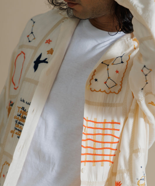 【MEN , WOMEN】LEIN / パッチワーク刺繍シャツの写真