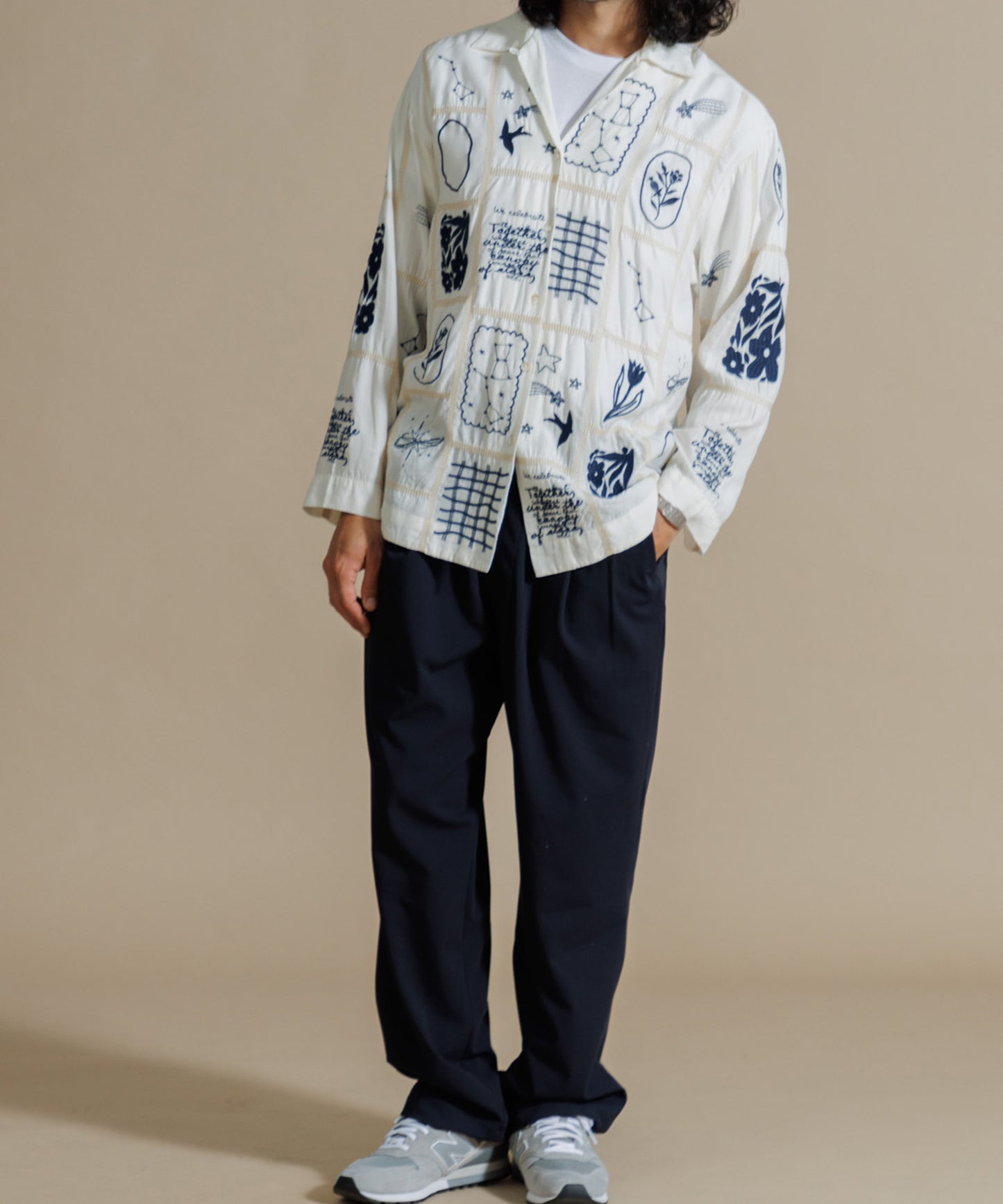 【MEN , WOMEN】LEIN / パッチワーク刺繍シャツ