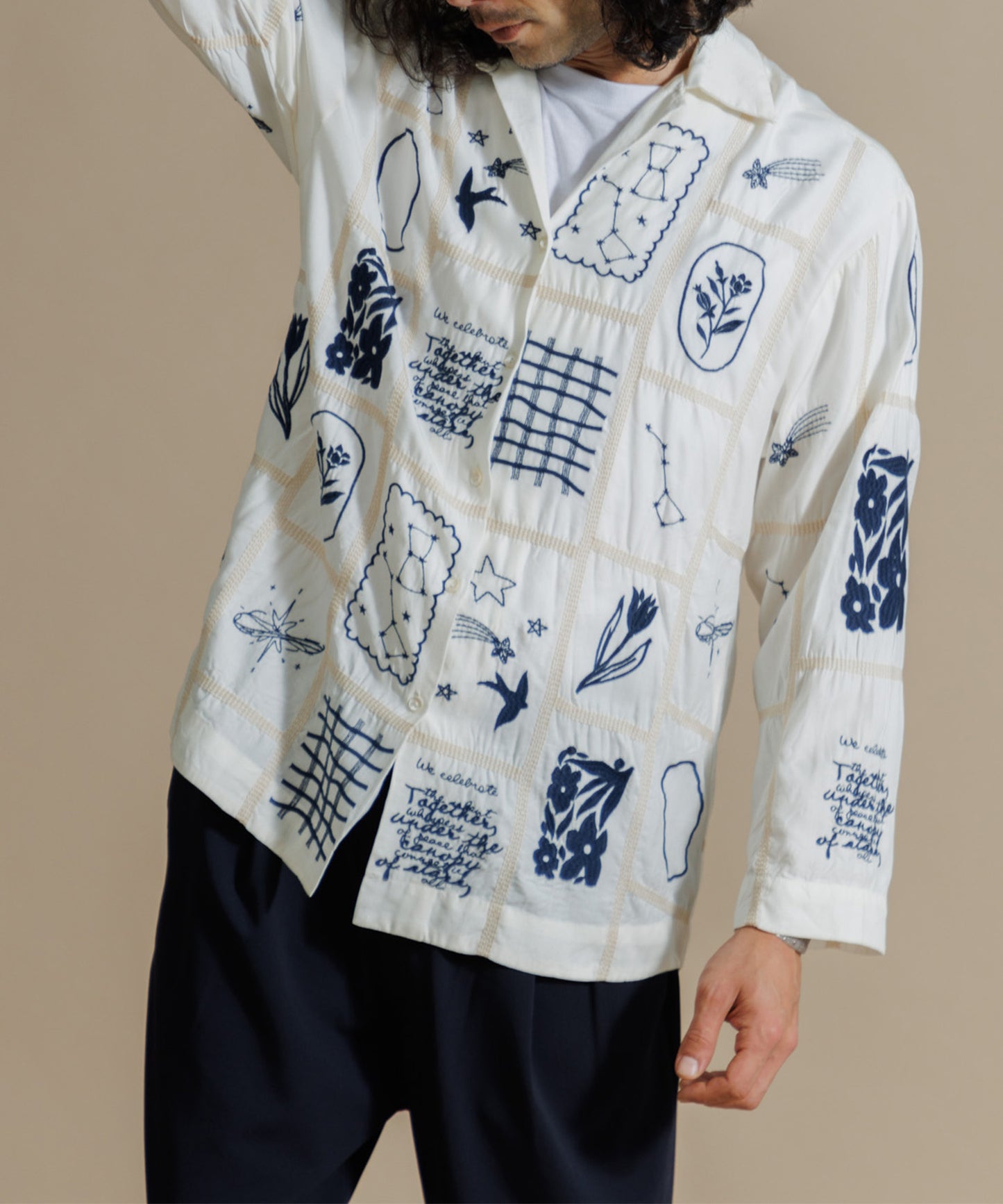 【MEN , WOMEN】LEIN / パッチワーク刺繍シャツ