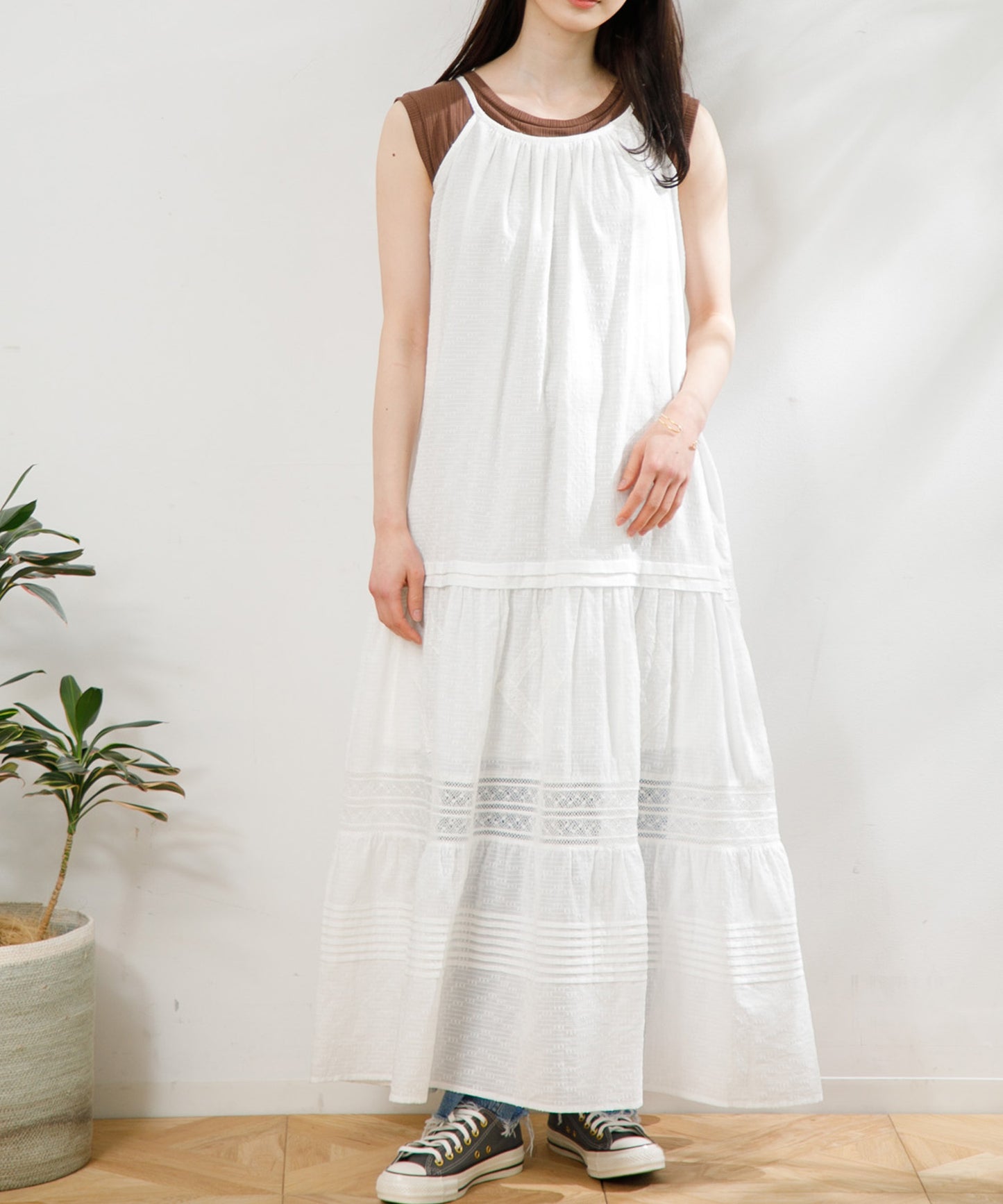 【WOMEN】LEIN / レース切り替えキャミワンピース