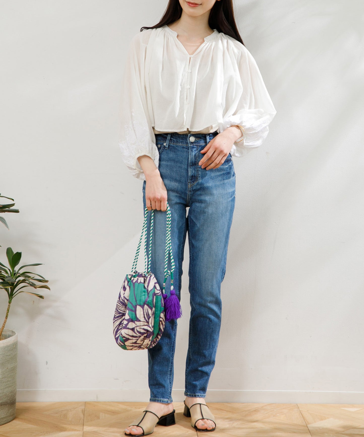 【WOMEN】LEIN / 総柄プリント巾着バッグ