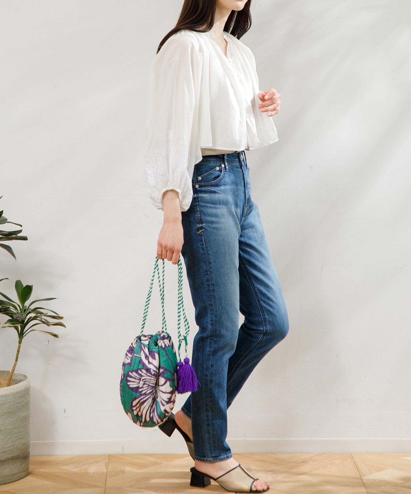 【WOMEN】LEIN / 総柄プリント巾着バッグ