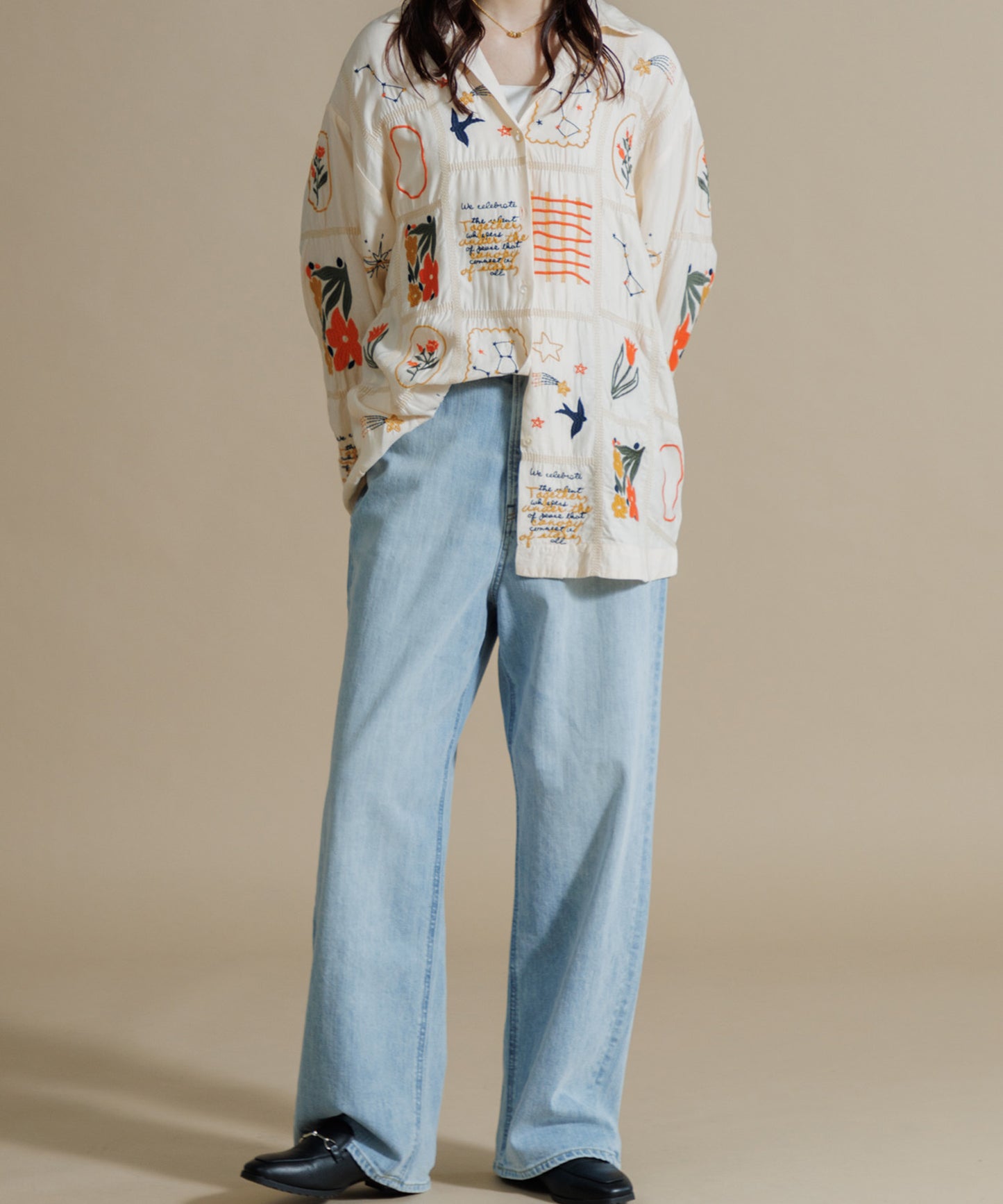 【MEN , WOMEN】LEIN / パッチワーク刺繍シャツ