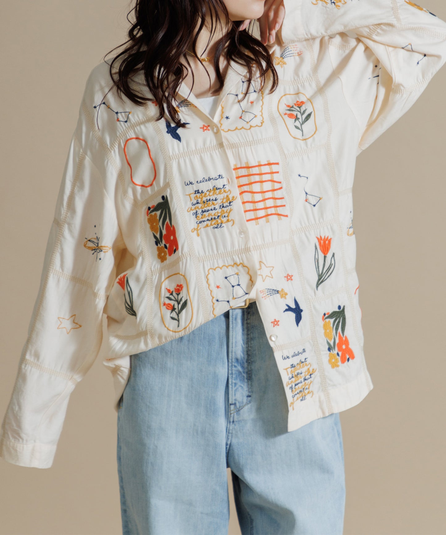 【MEN , WOMEN】LEIN / パッチワーク刺繍シャツ