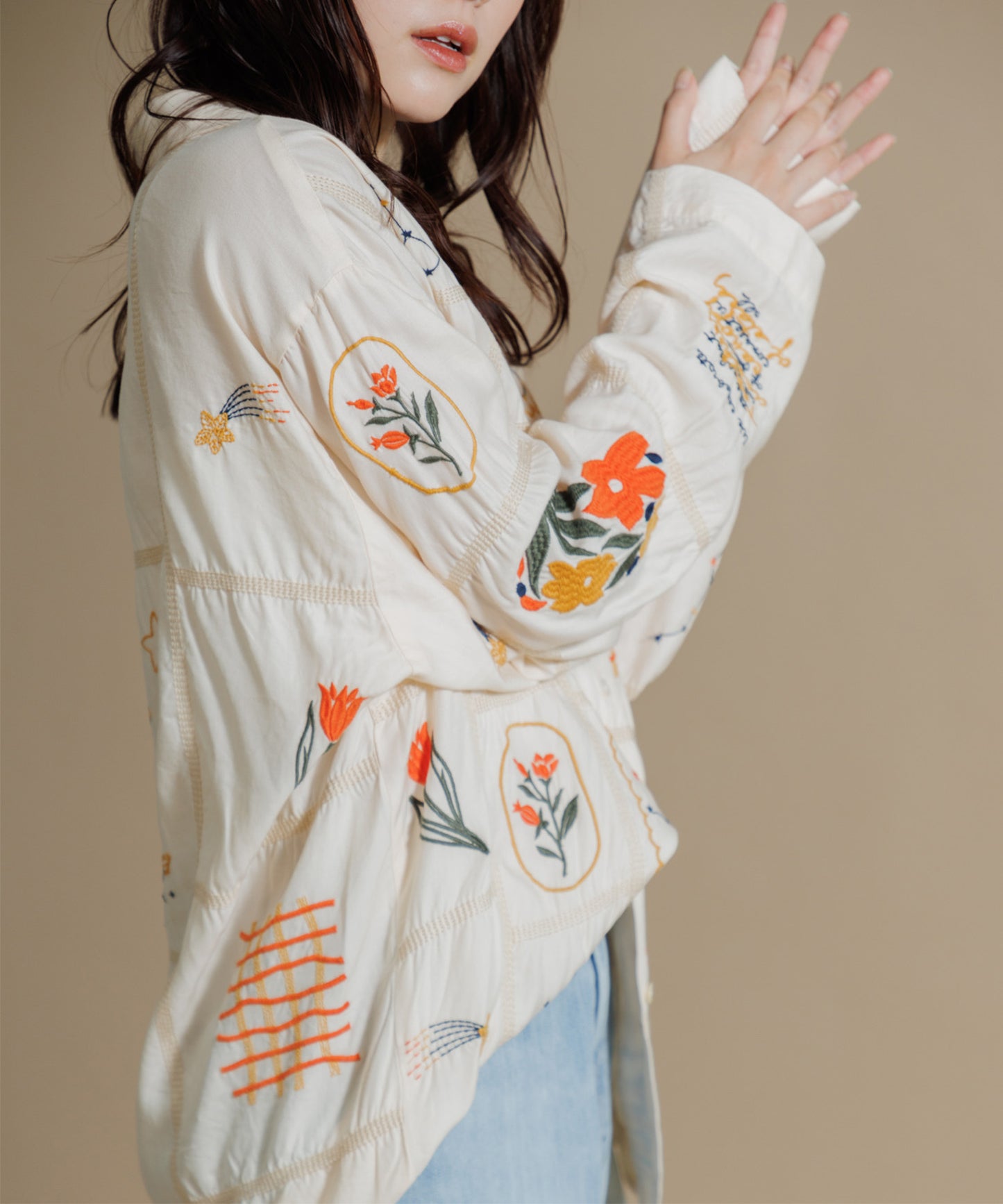 【MEN , WOMEN】LEIN / パッチワーク刺繍シャツ