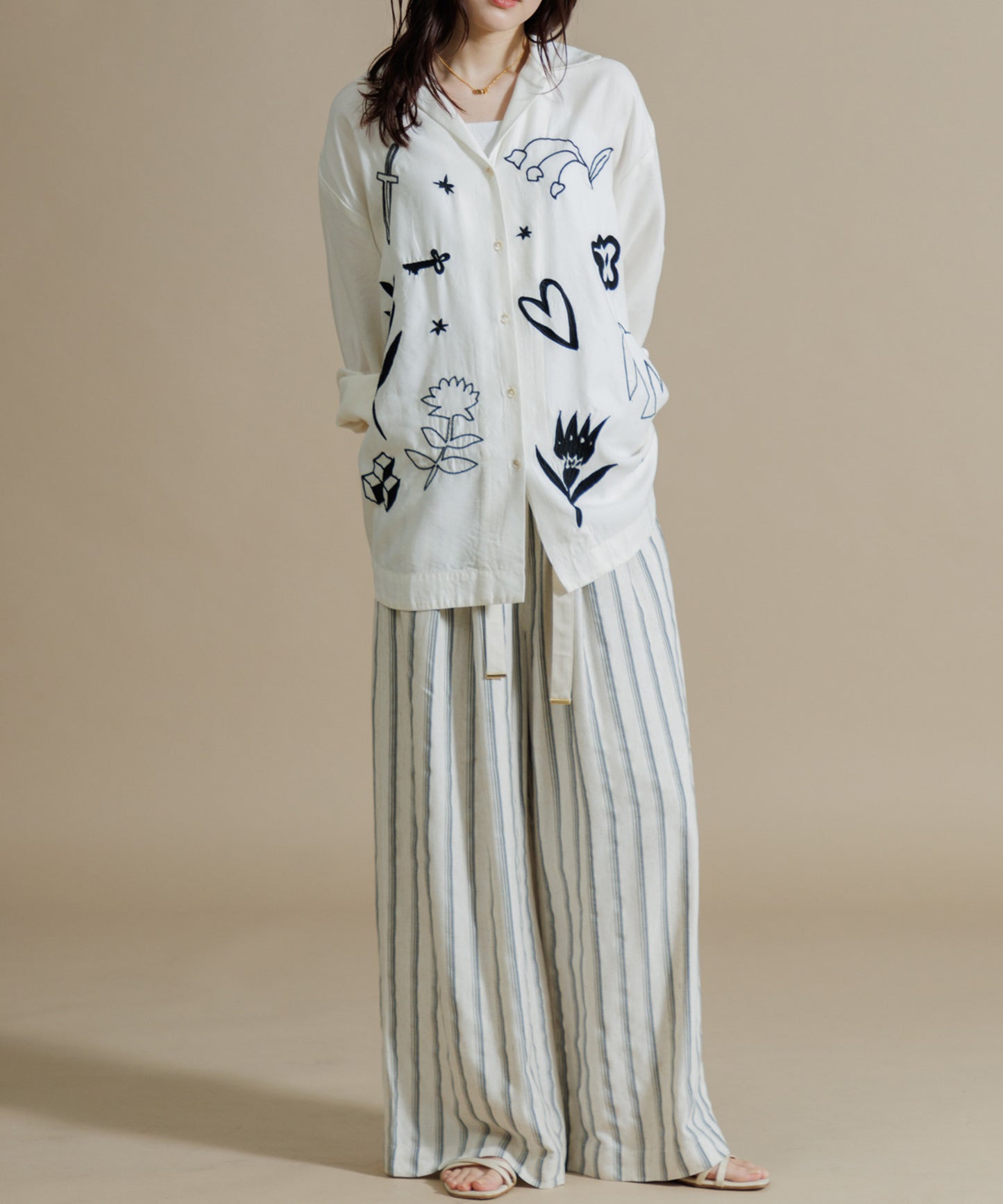 【MEN , WOMEN】LEIN / お絵描き刺繍シャツ