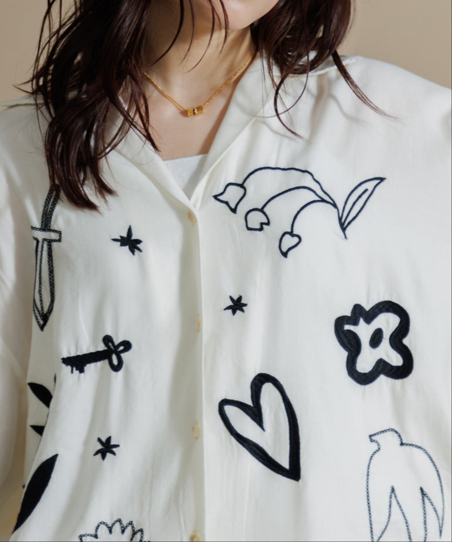 【MEN , WOMEN】LEIN / お絵描き刺繍シャツ