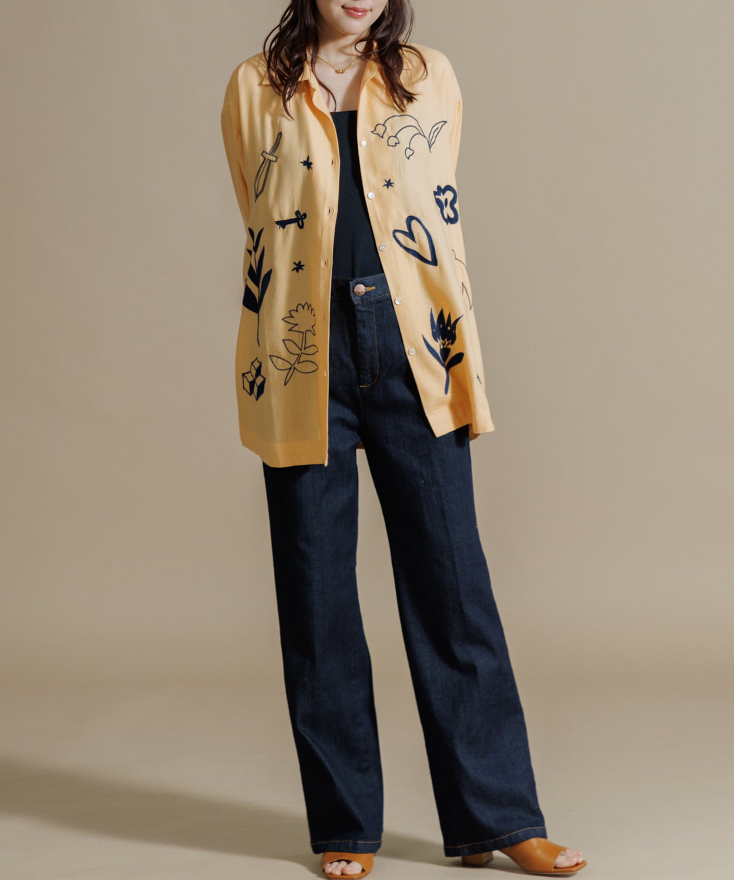 【MEN , WOMEN】LEIN / お絵描き刺繍シャツ