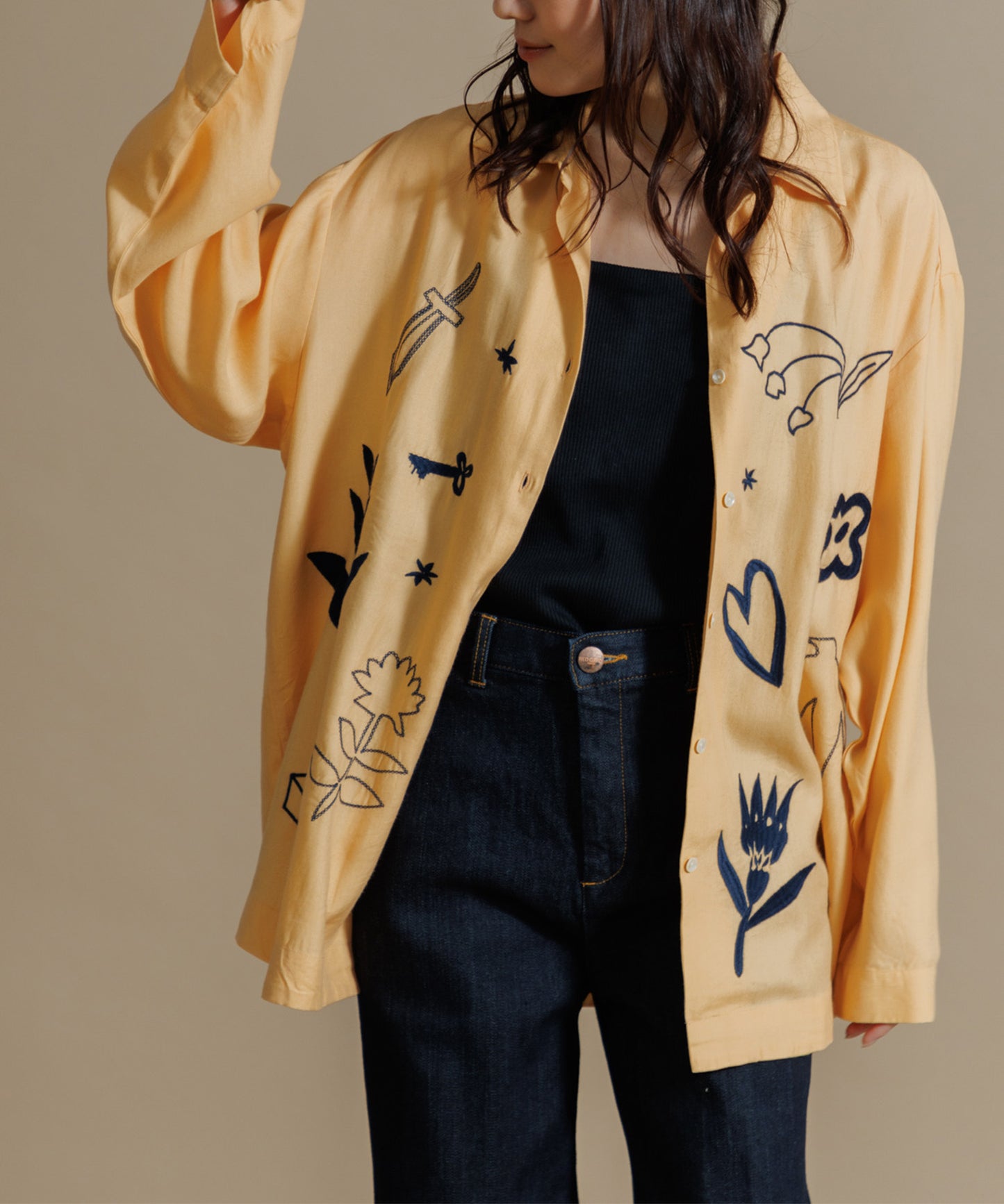 【MEN , WOMEN】LEIN / お絵描き刺繍シャツ