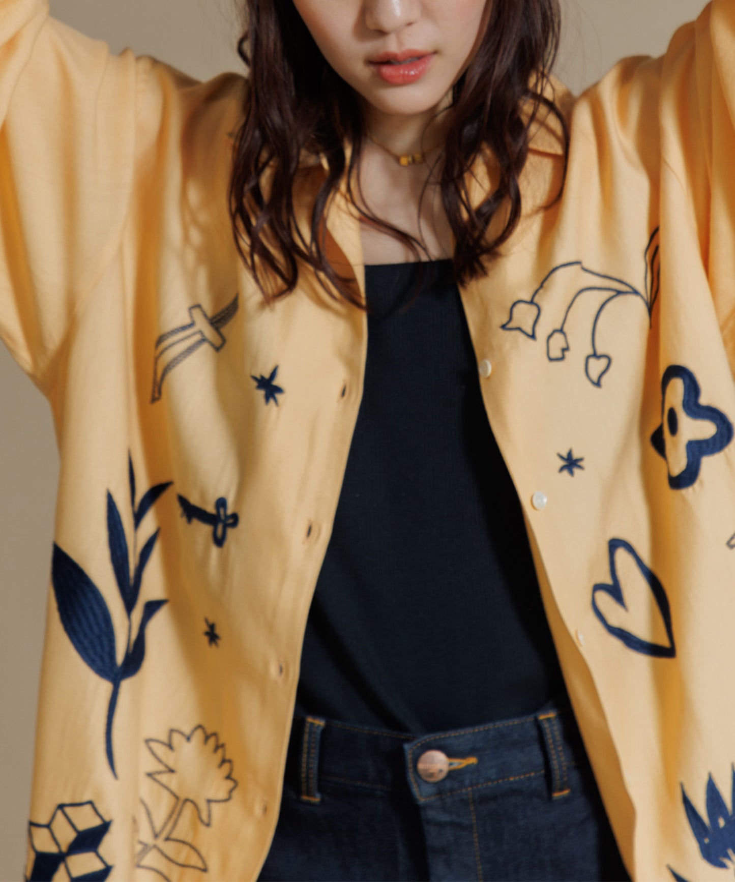 【MEN , WOMEN】LEIN / お絵描き刺繍シャツ