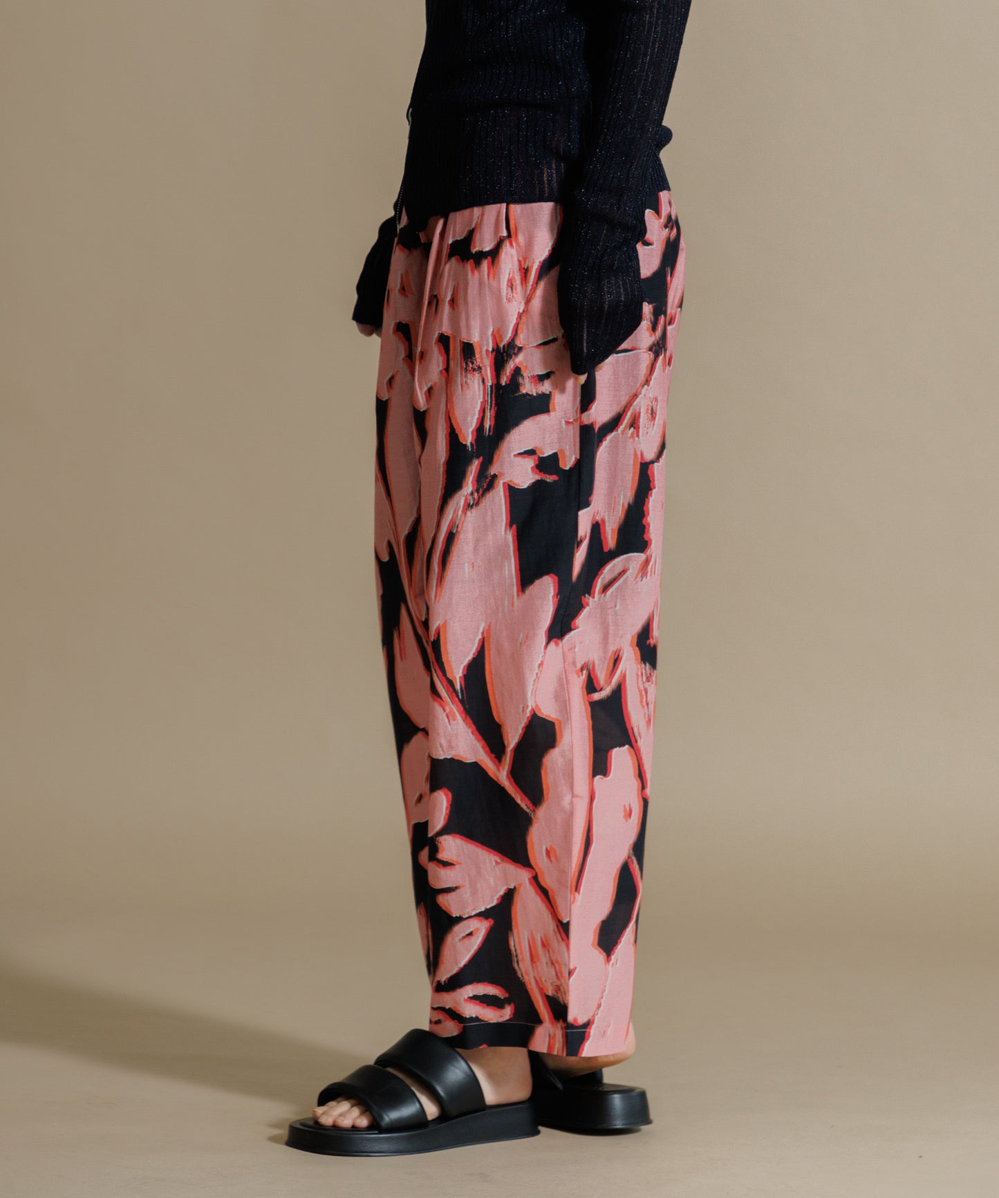 【WOMEN】LEIN / コットンシルクリーフプリントパンツ