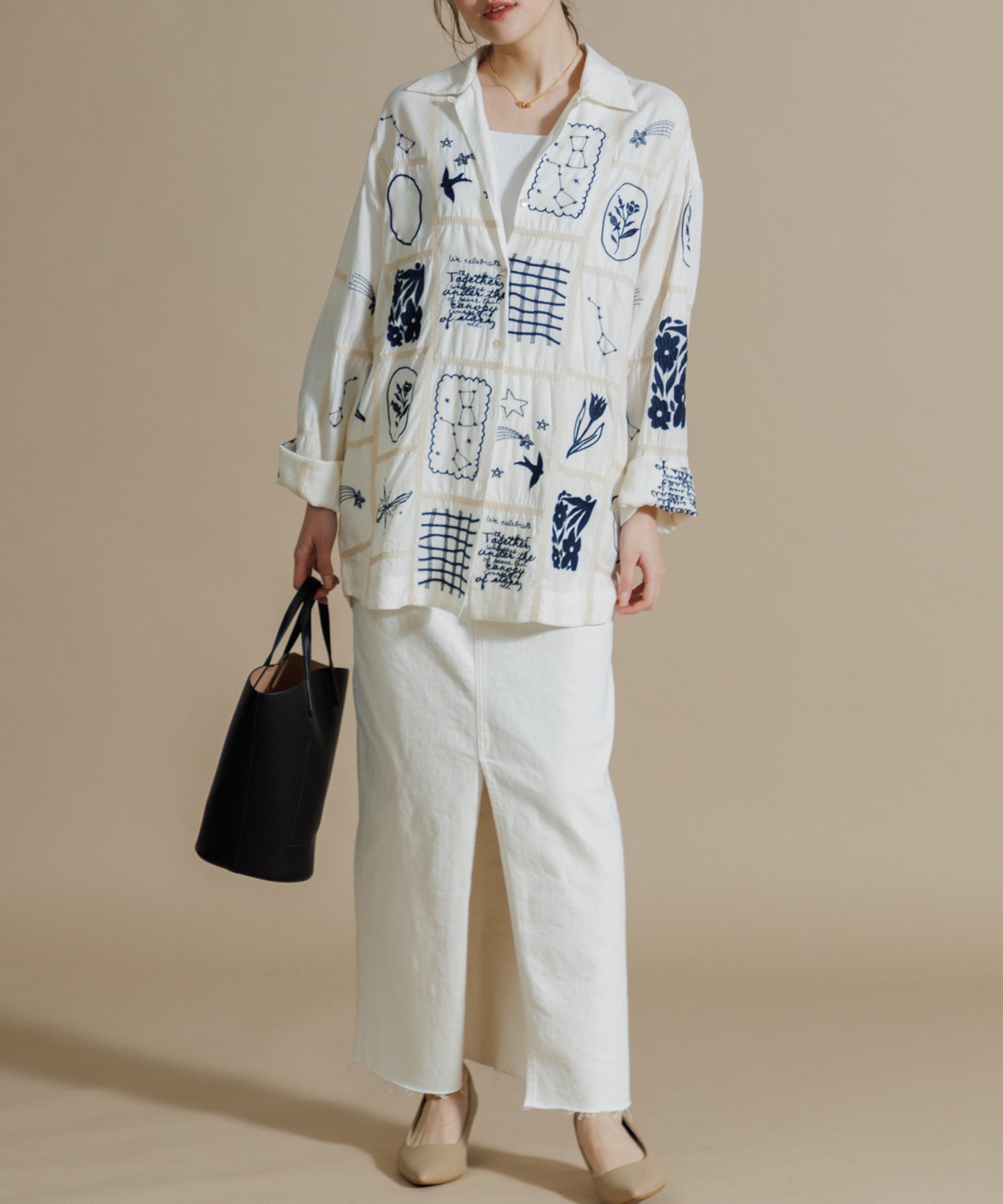 【MEN , WOMEN】LEIN / パッチワーク刺繍シャツ