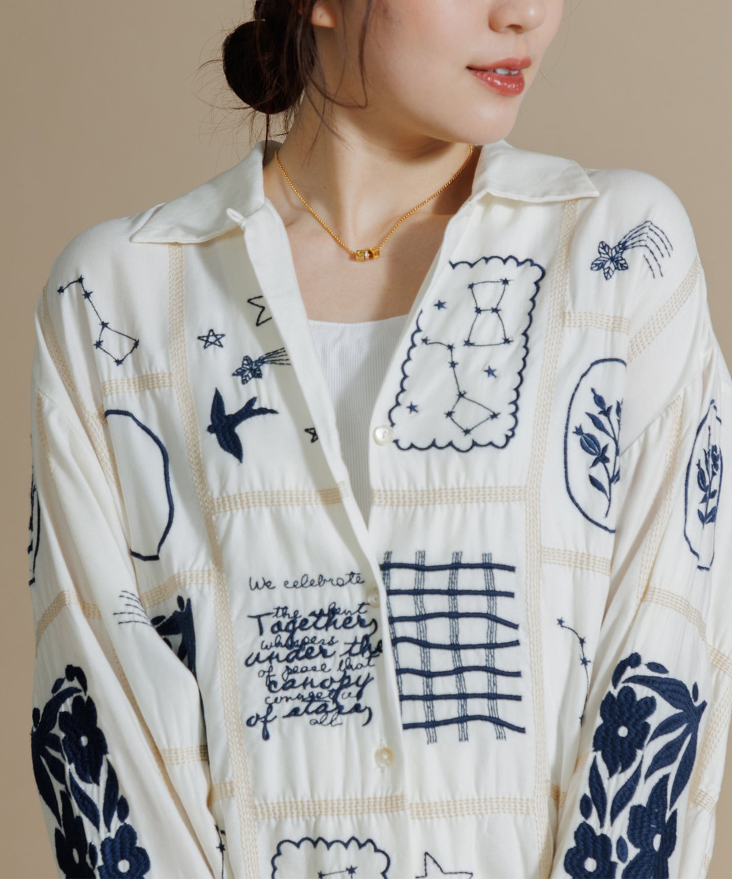 【MEN , WOMEN】LEIN / パッチワーク刺繍シャツ